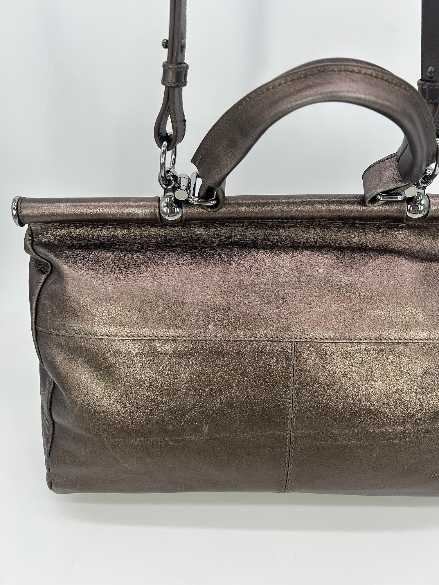 Roberto Cavali Metallic Bronze Leather Diva Bag For Sale 9