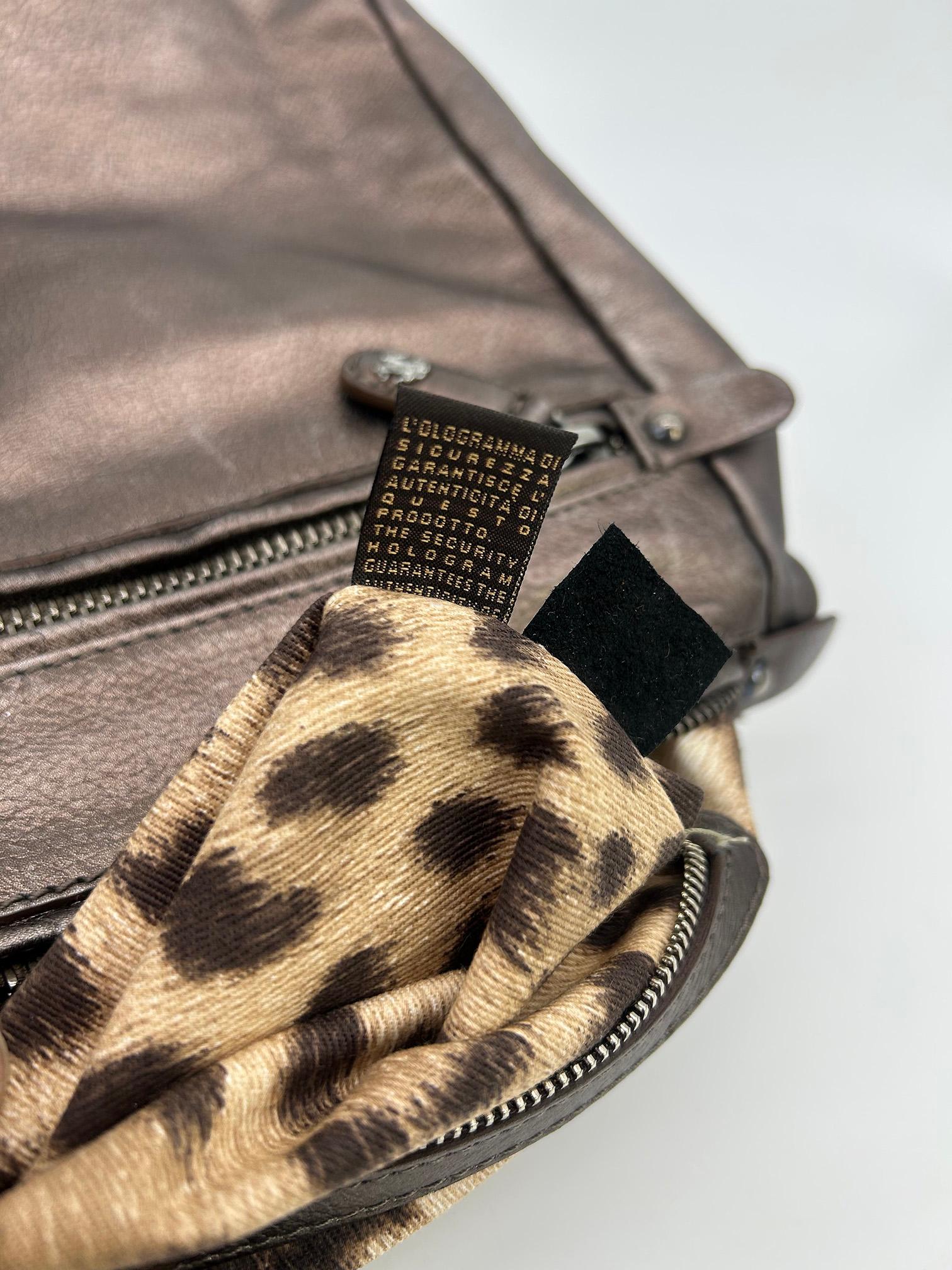 Roberto Cavali Metallic Bronze Leather Diva Bag For Sale 14
