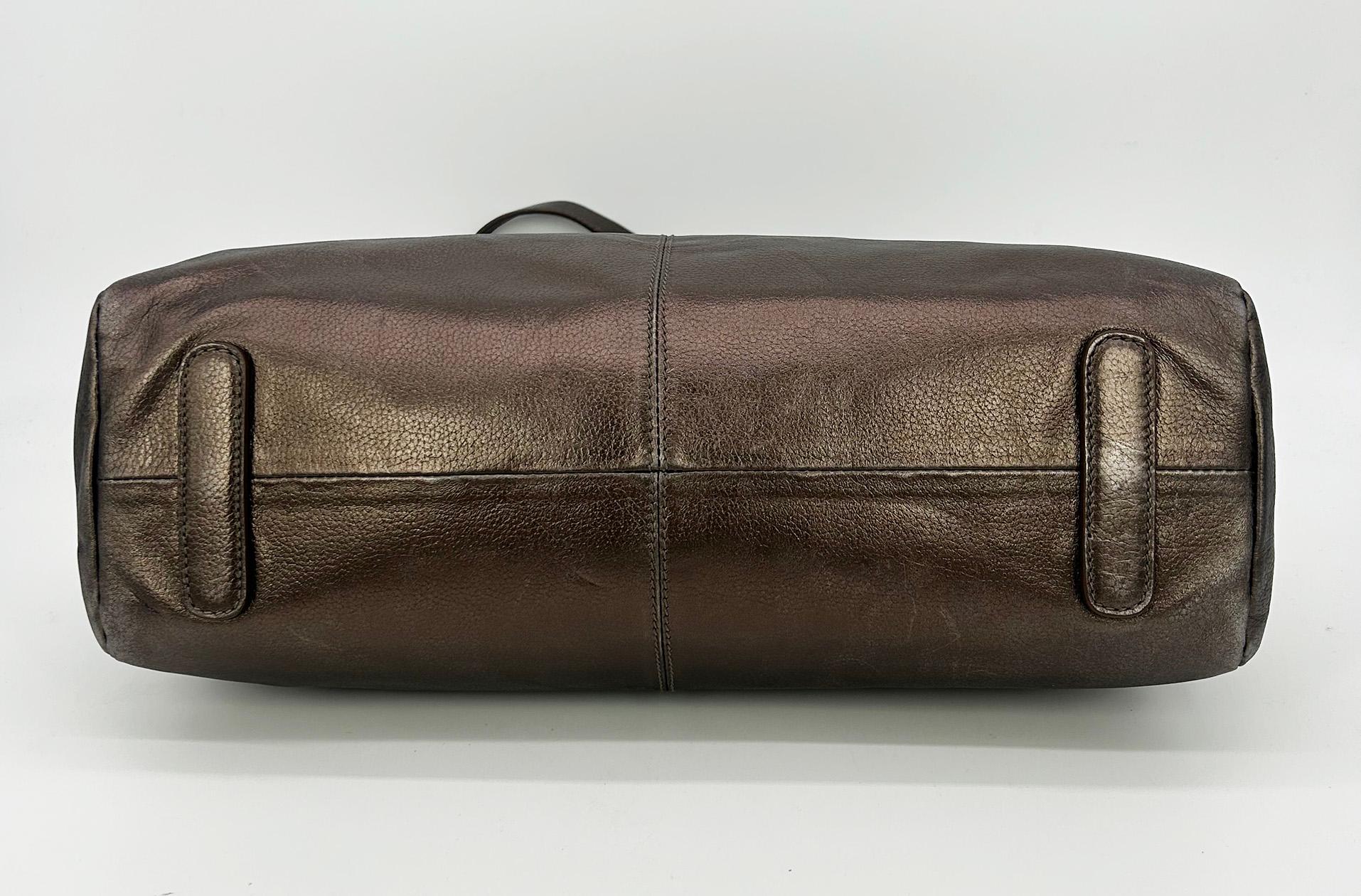 Roberto Cavali Metallic Bronze Leather Diva Bag In Good Condition For Sale In Philadelphia, PA