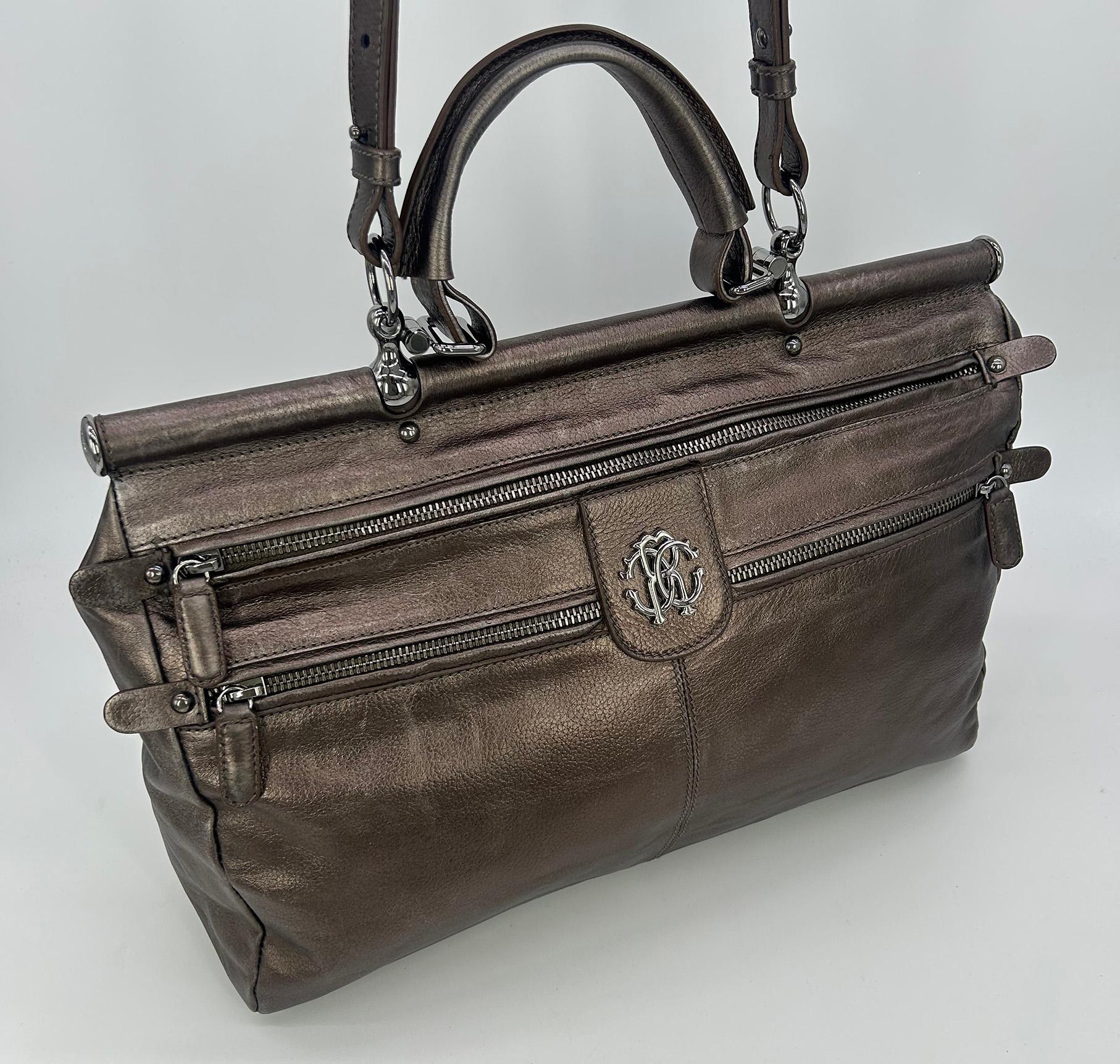 Roberto Cavali Metallic Bronze Leather Diva Bag For Sale 3