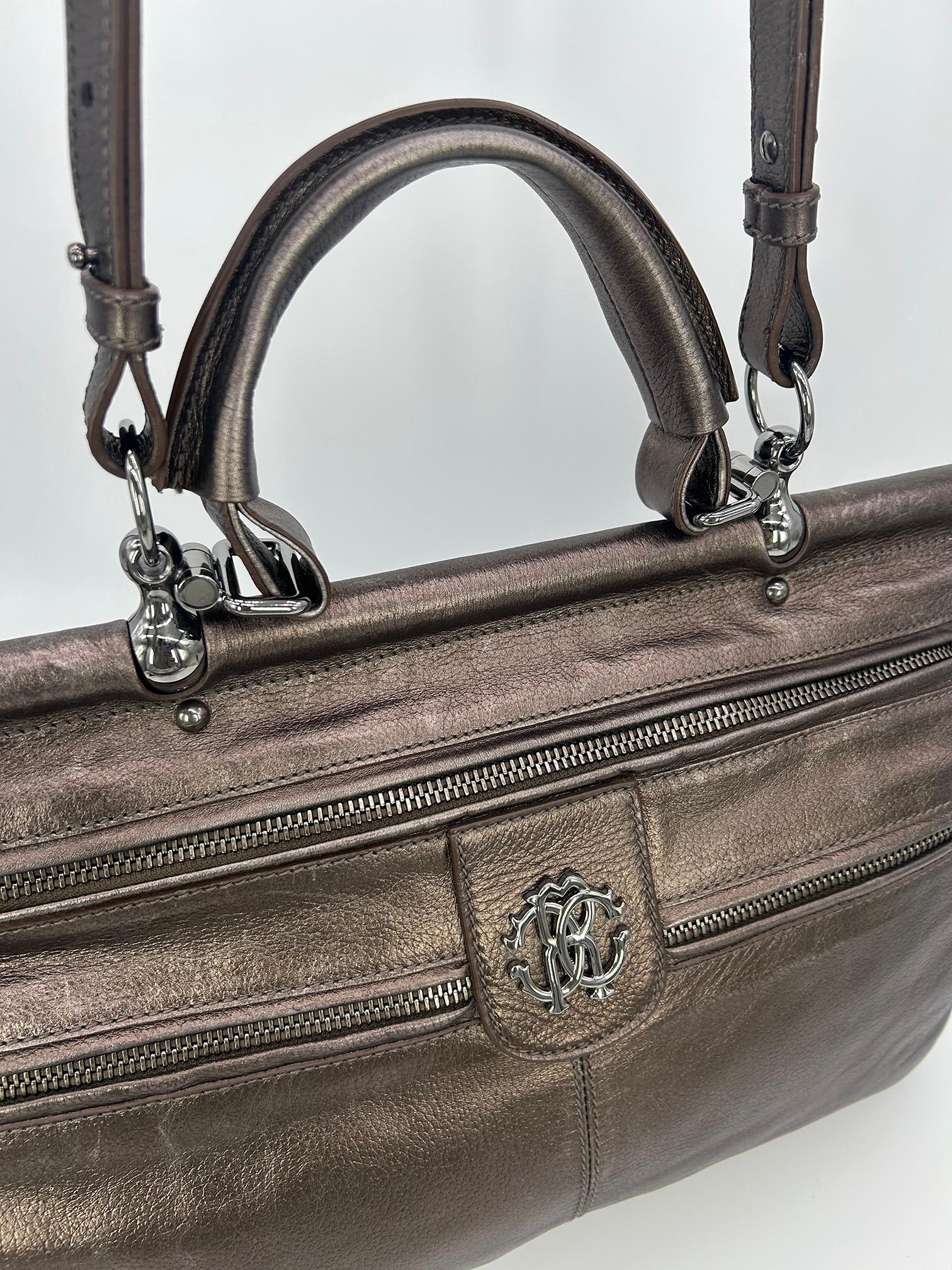 Roberto Cavali Metallic Bronze Leather Diva Bag For Sale 4
