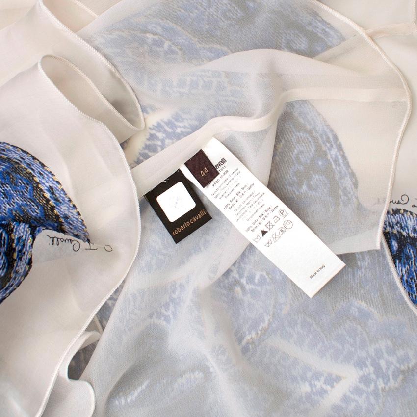 Purple Roberto Cavali Paisley Silk Blue & White Kaftan Dress - Size US 8