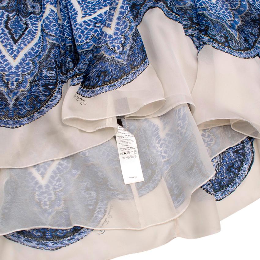 Roberto Cavali Paisley Silk Blue & White Kaftan Dress - Size US 8 In New Condition In London, GB