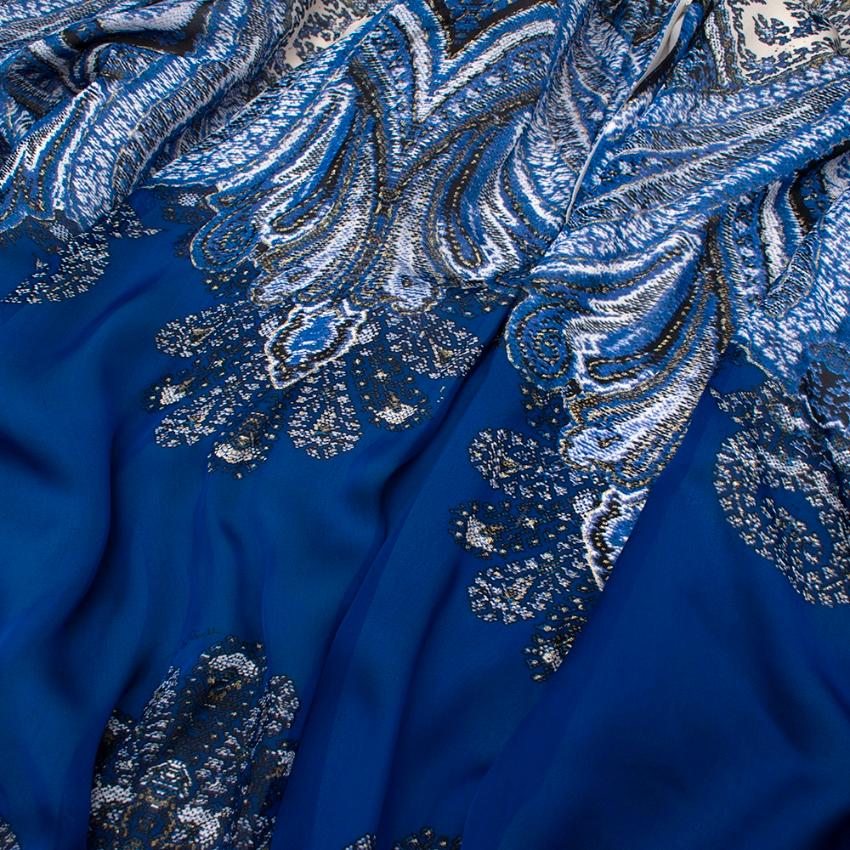 Women's or Men's Roberto Cavali Paisley Silk Blue & White Kaftan Dress - Size US 8