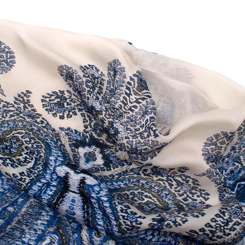 Roberto Cavali Paisley Silk Blue & White Kaftan Dress - Size US 8 1