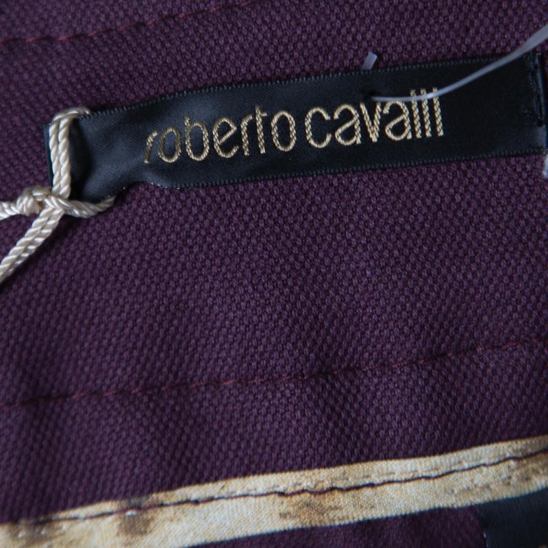 Black Roberto Cavali Purple Denim Flared Maxi Skirt S