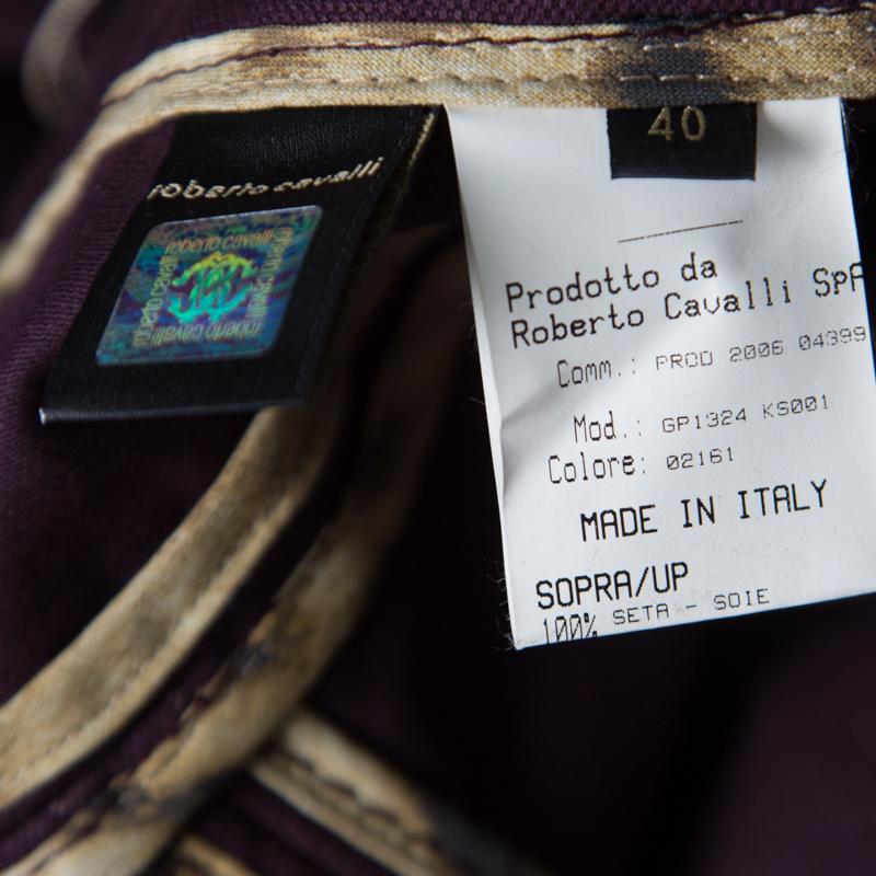Roberto Cavali Purple Denim Flared Maxi Skirt S In Good Condition In Dubai, Al Qouz 2