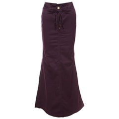 Roberto Cavali Purple Denim Flared Maxi Skirt S