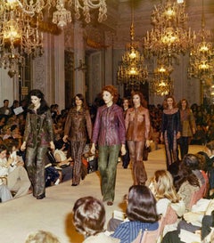 Roberto Cavalli 1970s Schwarz Braun Velours Paisley Patchwork Weste Rock Set IT 38