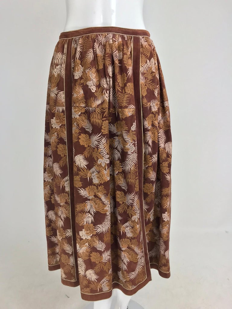 Roberto Cavalli 1970s Printed Suede Top and Skirt Set Rare at 1stDibs