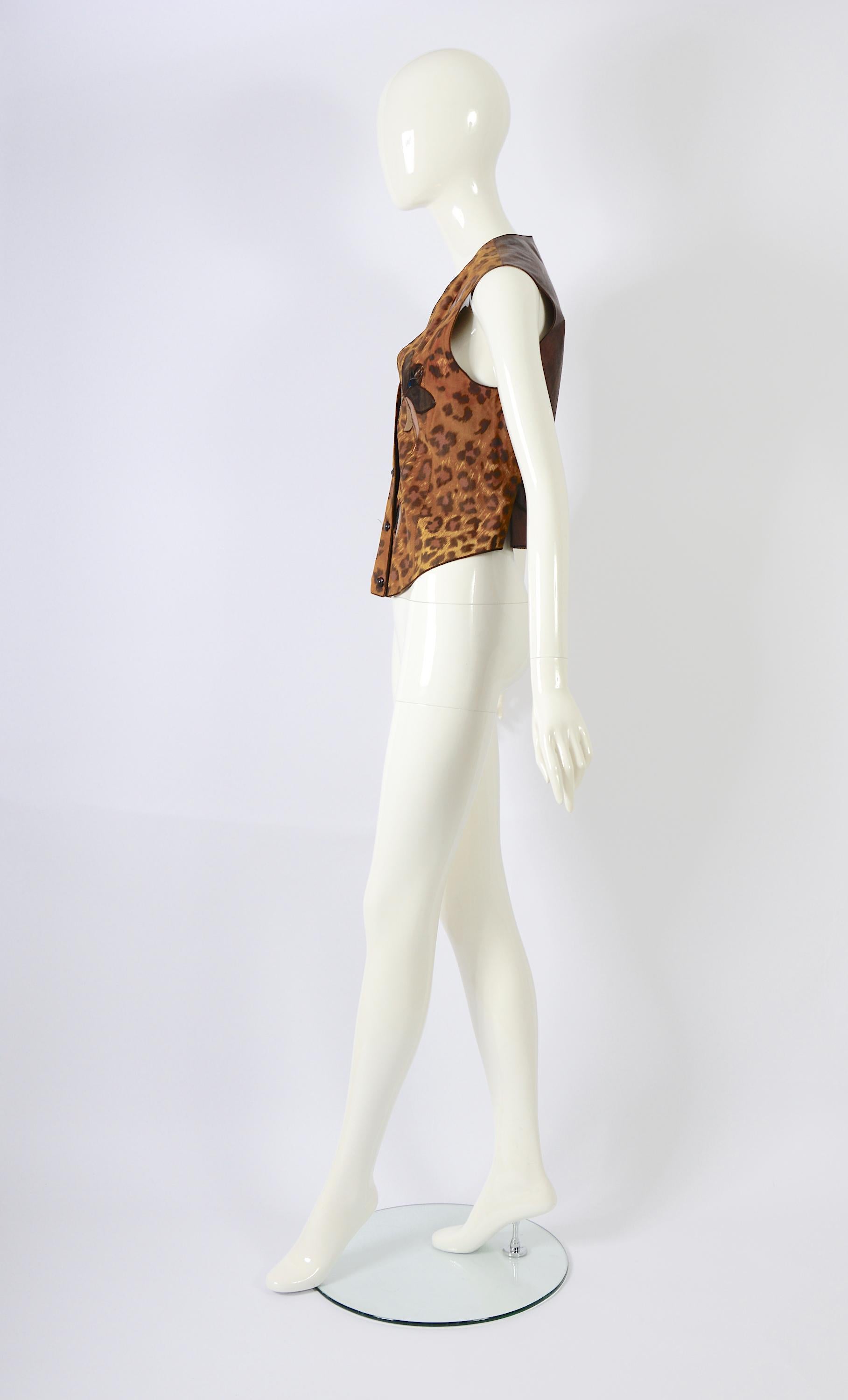 Roberto Cavalli 1970's Vintage Leather & Suede Patchwork Embellished Vests  For Sale 6