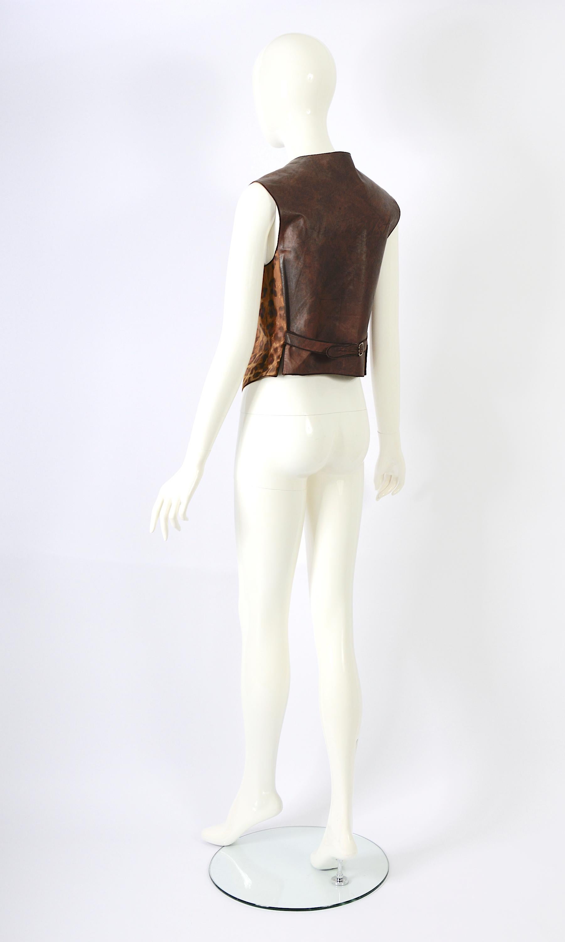 Roberto Cavalli 1970's Vintage Leather & Suede Patchwork Embellished Vests  For Sale 7