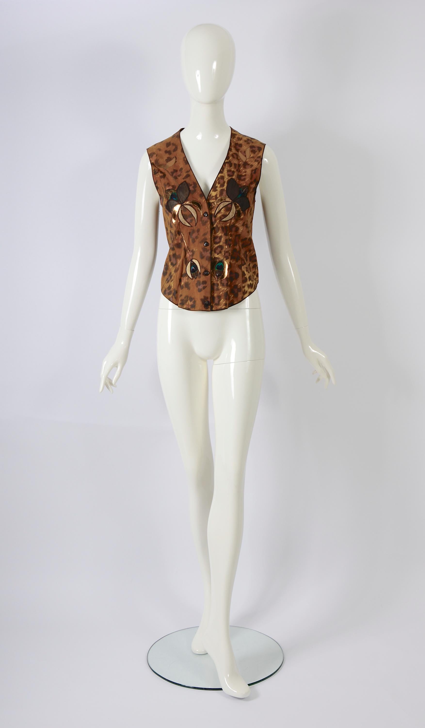 Roberto Cavalli 1970's Vintage Leather & Suede Patchwork Embellished Vests  For Sale 8