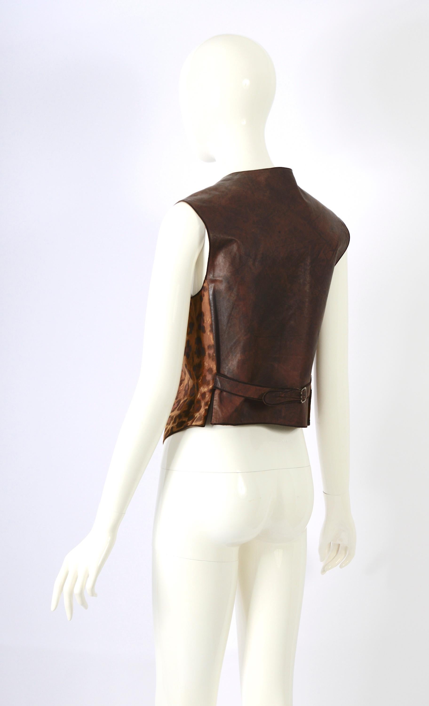 Women's Roberto Cavalli 1970's Vintage Leather & Suede Patchwork Embellished Vests  For Sale