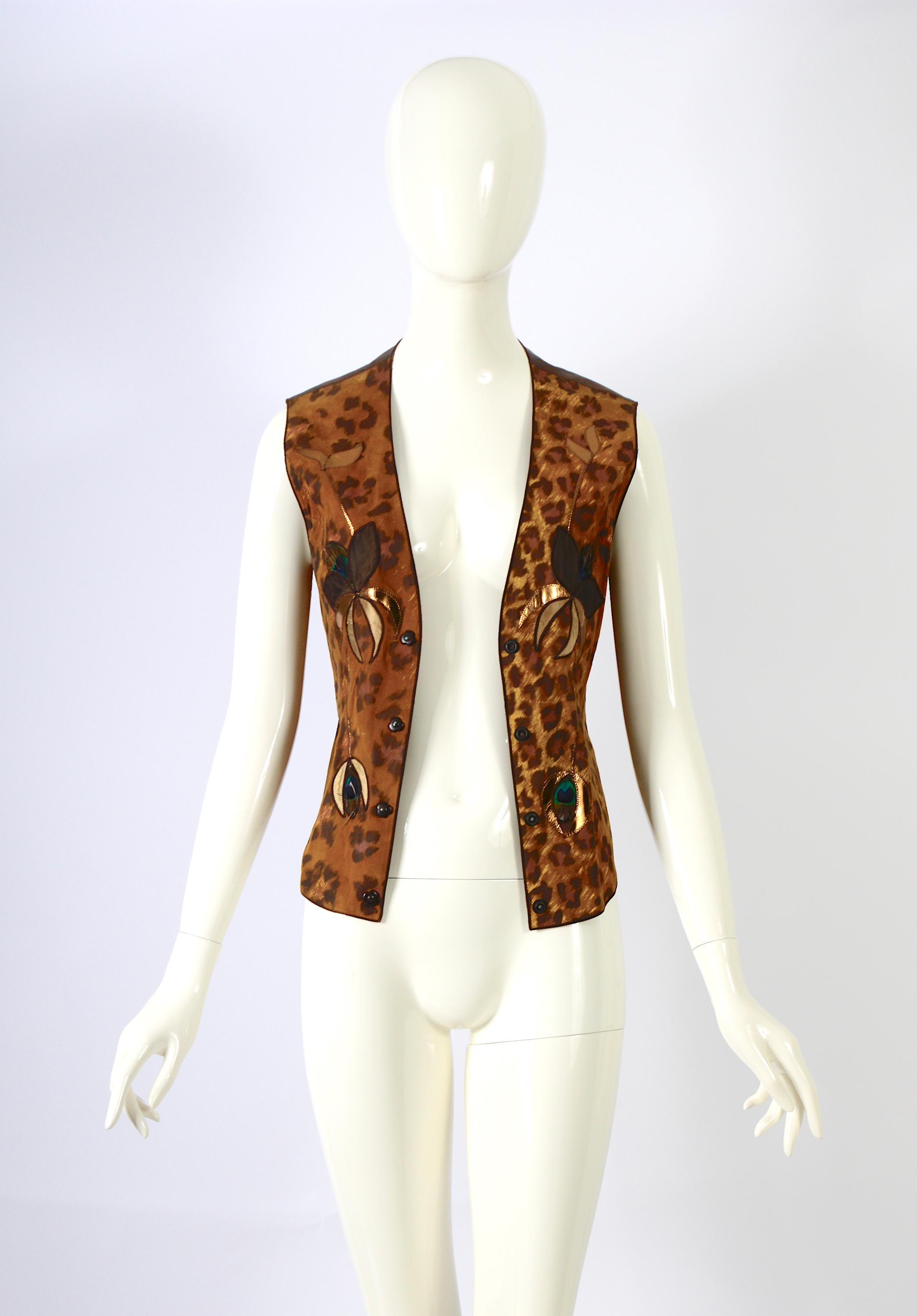 Roberto Cavalli 1970's Vintage Leather & Suede Patchwork Embellished Vests  For Sale 3
