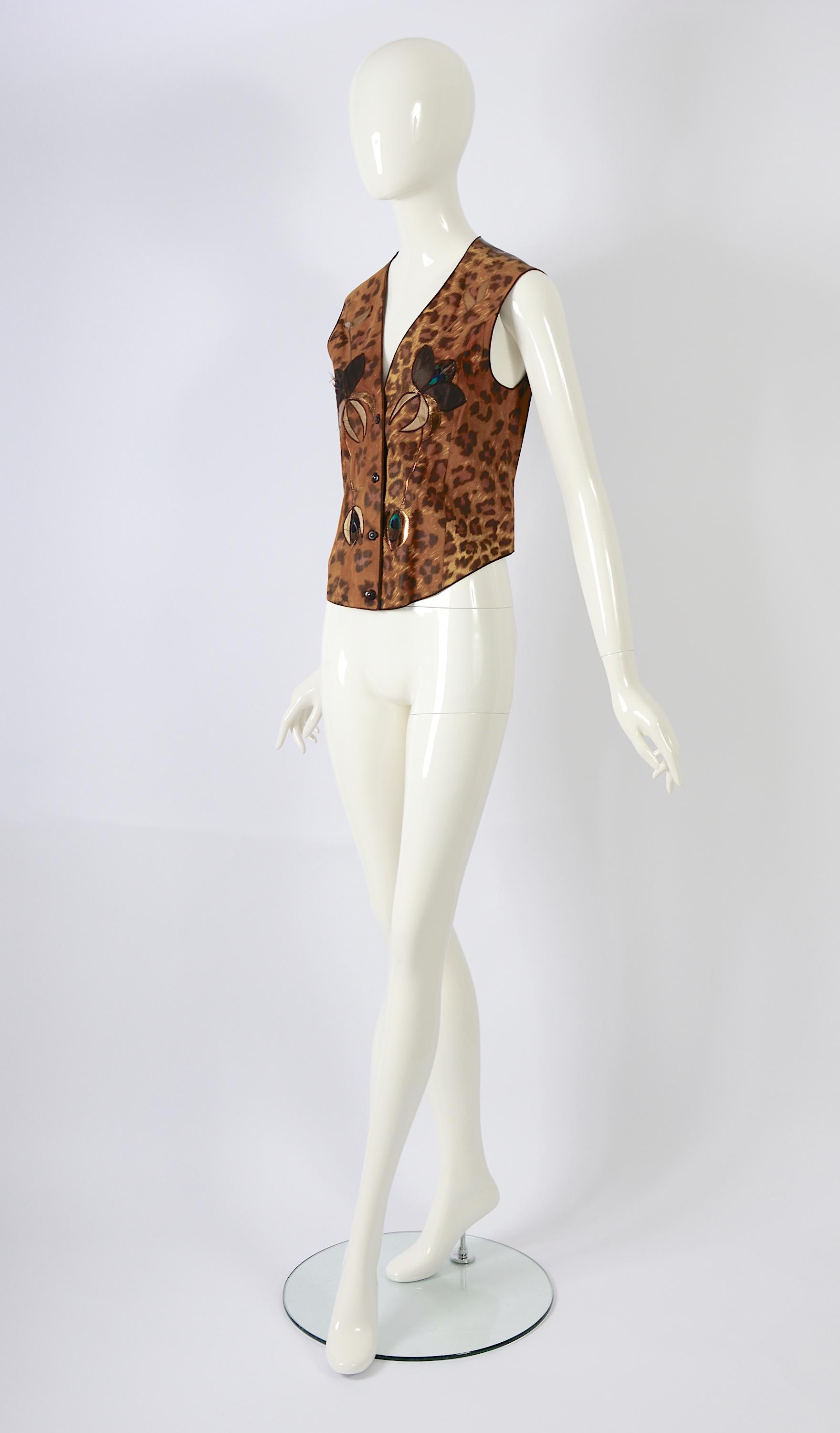 Roberto Cavalli 1970's Vintage Leather & Suede Patchwork Embellished Vests  For Sale 5