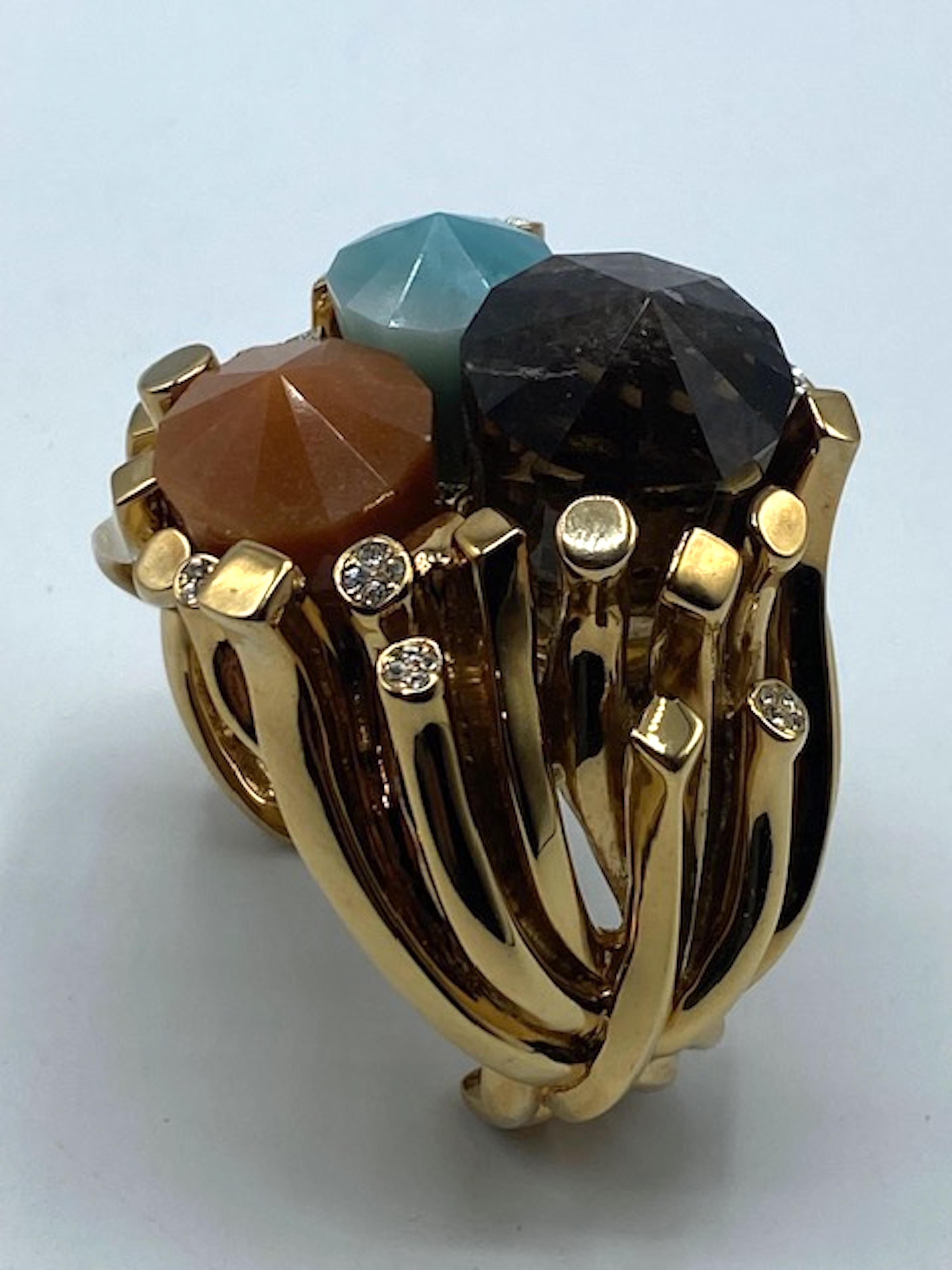 Roberto Cavalli 1990s Abstract Semiprecious & Rhinestone Cuff Bracelet In Good Condition In New York, NY