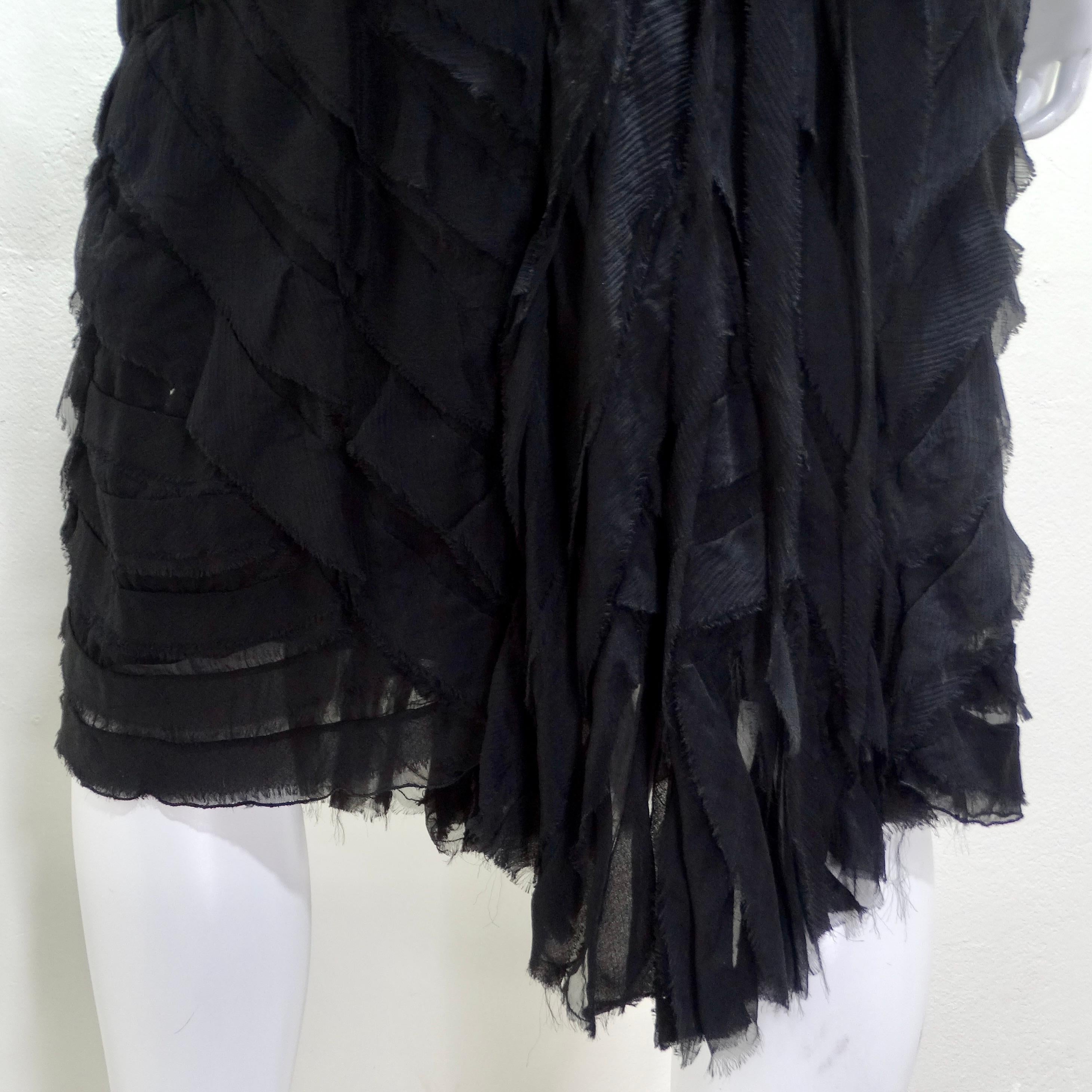Roberto Cavalli 1990s Black Ruffle Midi Skirt For Sale 7