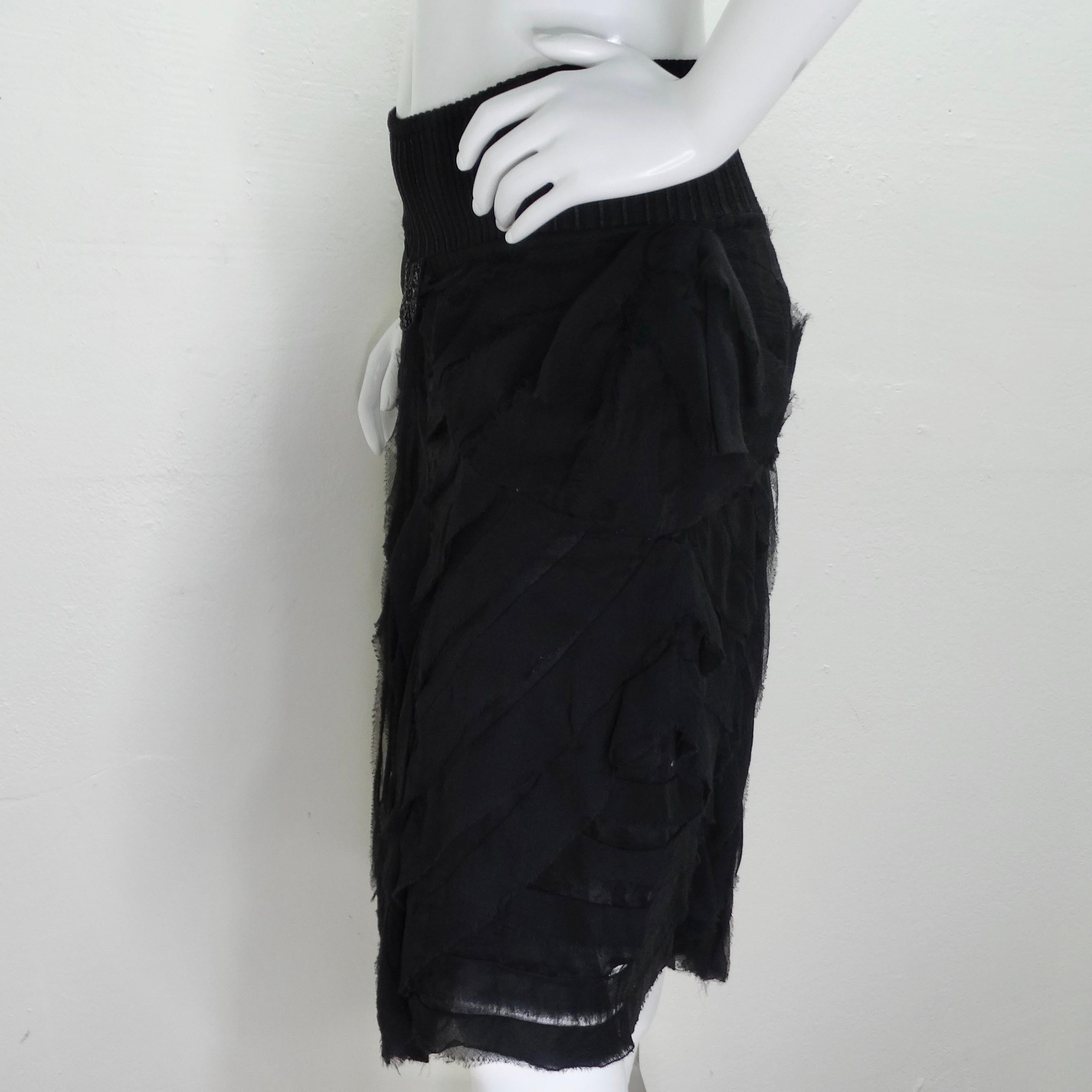 Roberto Cavalli 1990s Black Ruffle Midi Skirt For Sale 8