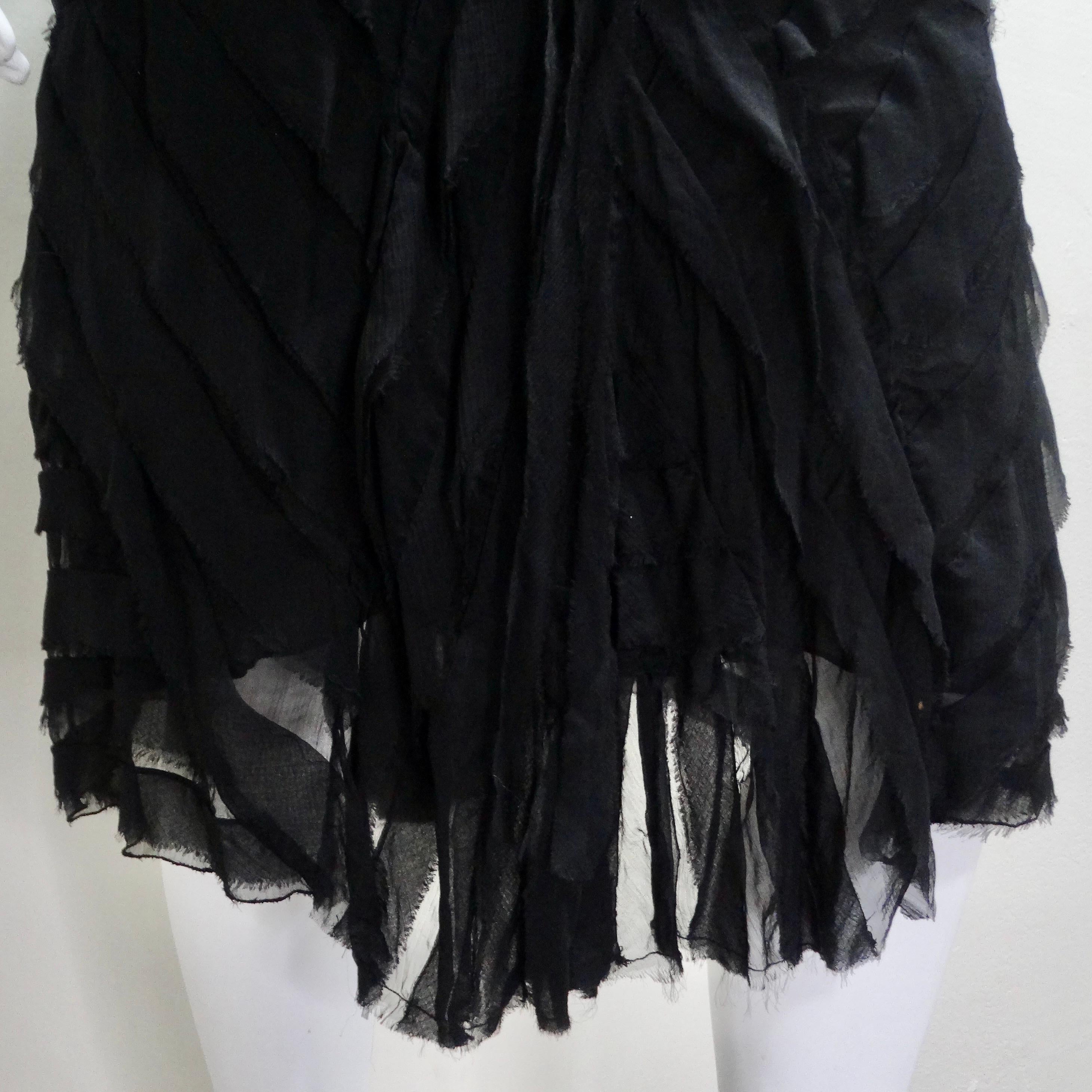 Women's or Men's Roberto Cavalli 1990s Black Ruffle Midi Skirt For Sale
