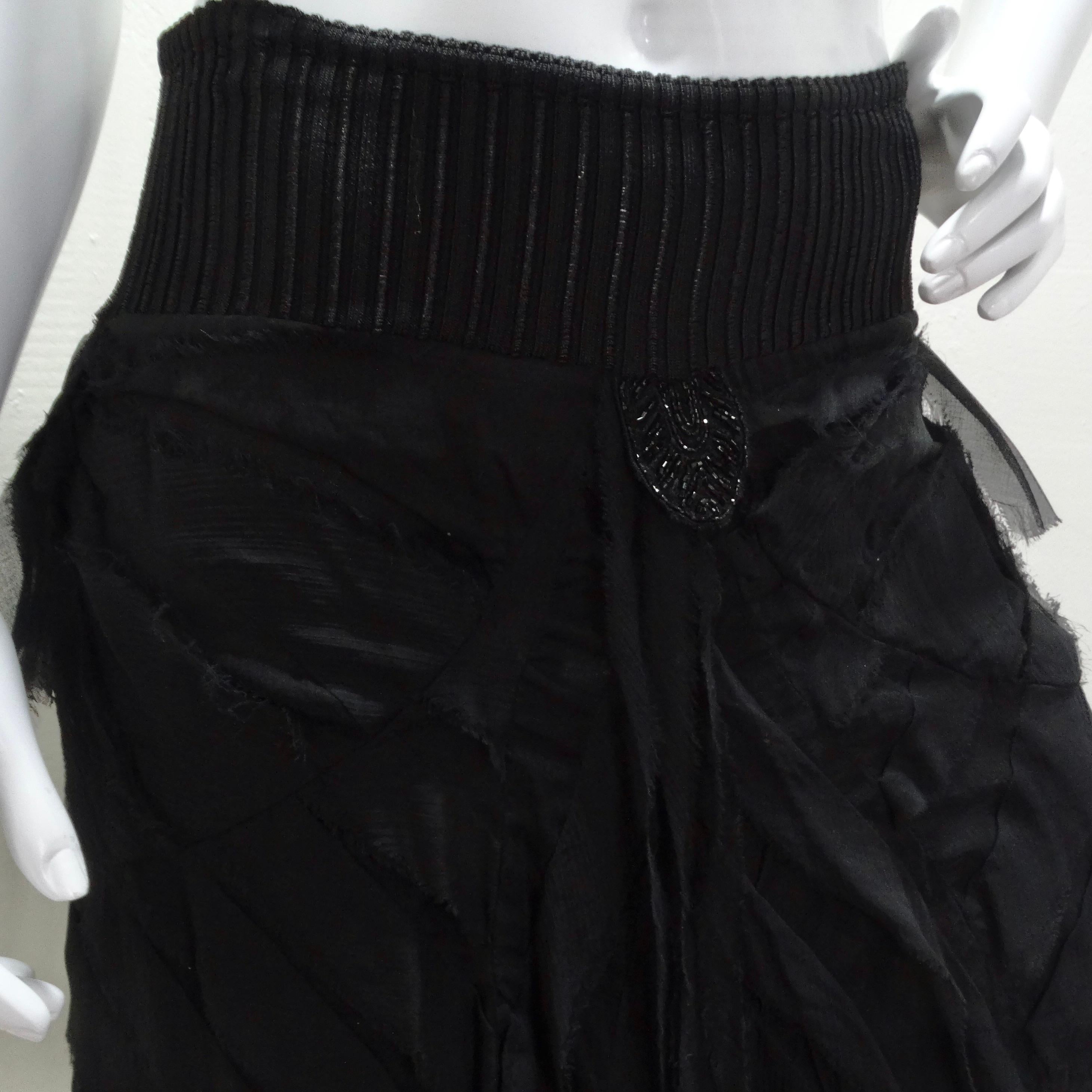 Roberto Cavalli 1990s Black Ruffle Midi Skirt For Sale 1