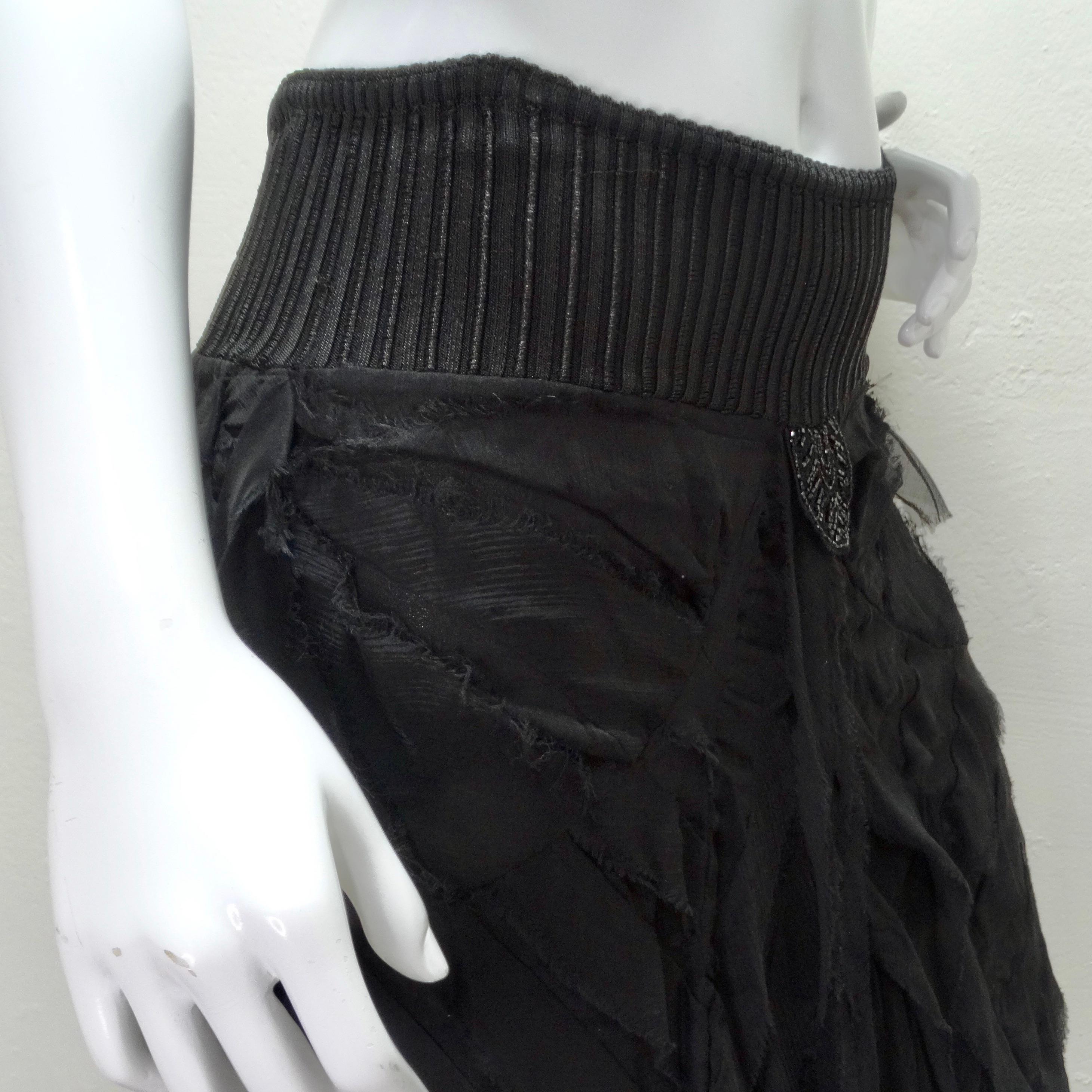 Roberto Cavalli 1990s Black Ruffle Midi Skirt For Sale 3