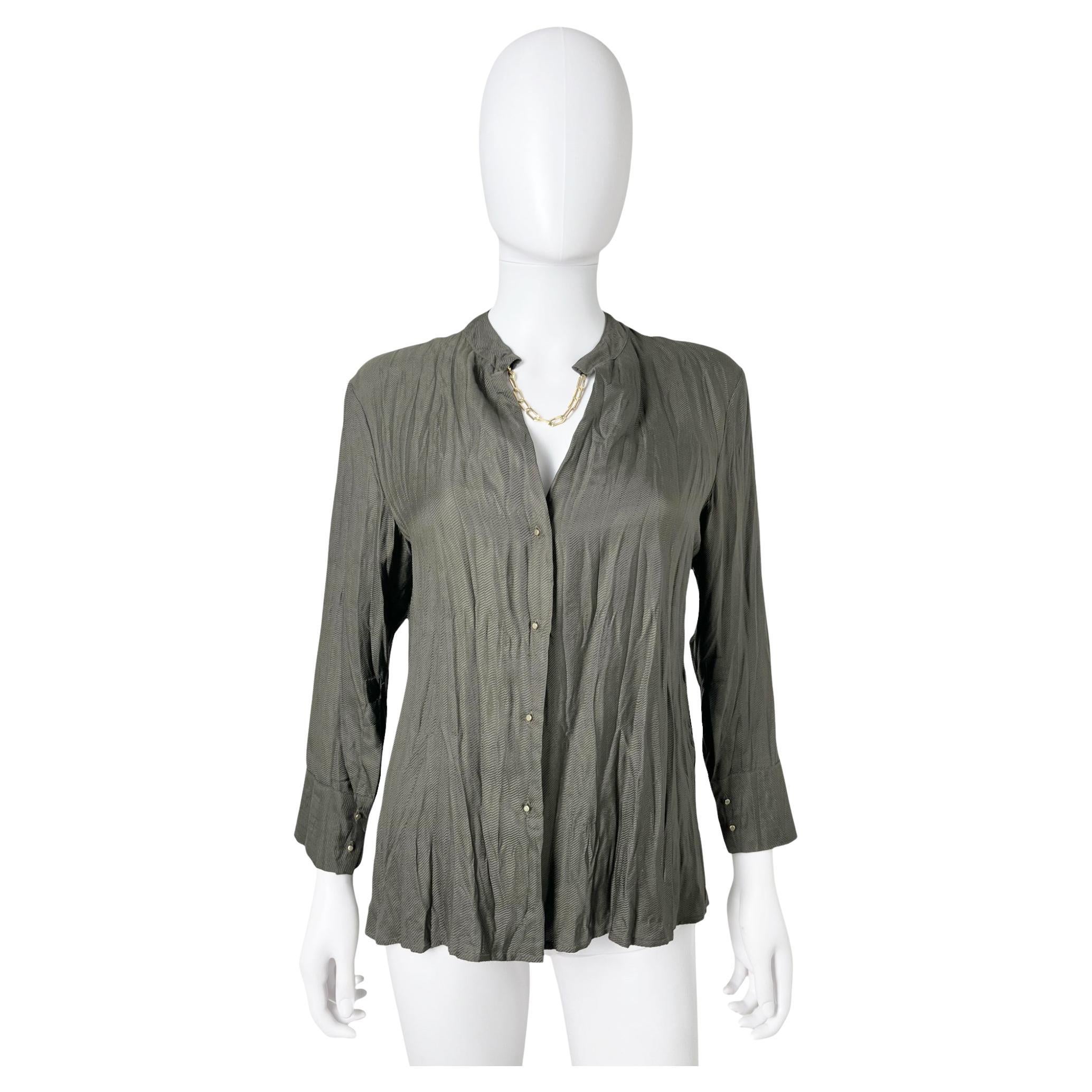 Roberto Cavalli 1990's Black Silk Ruched Shirt