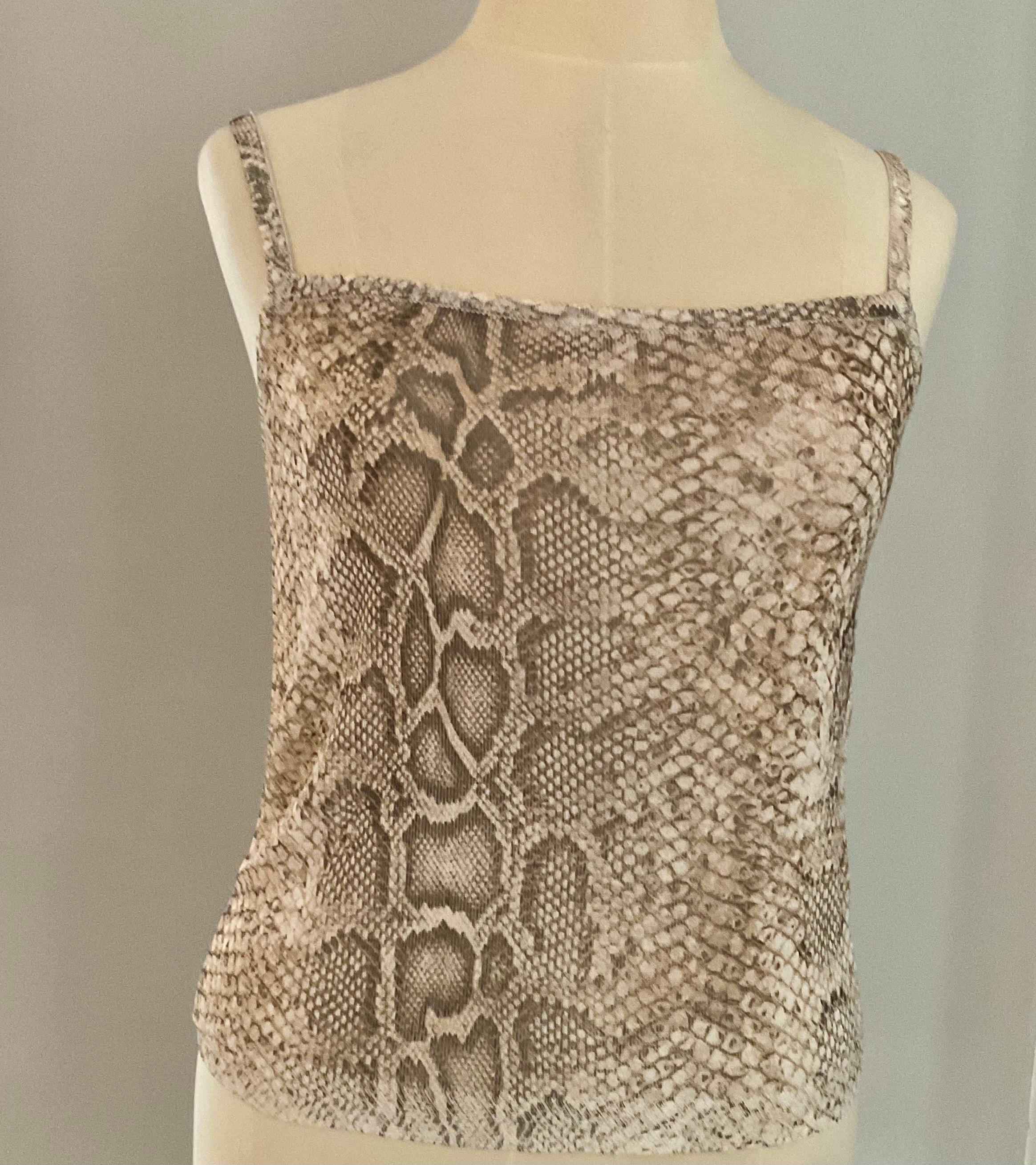 Roberto Cavalli 1990s Runway Snakeskin Print Spaghetti Strap Cami Top For Sale 4