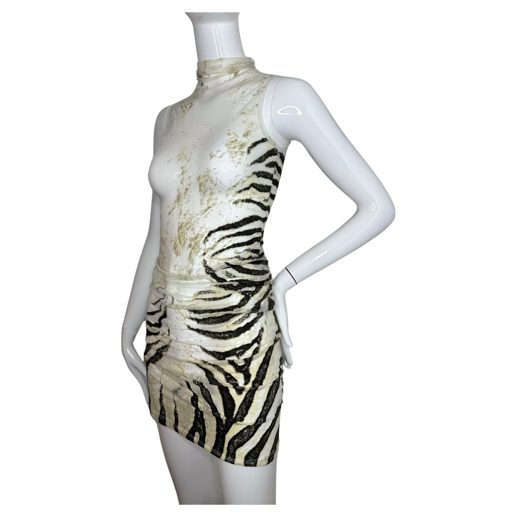 Roberto Cavalli 1999 sheer zebra mini dress
