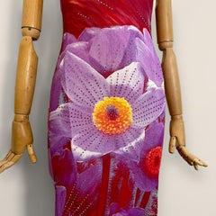 Roberto Cavalli 2000 S/S morado Floral Print Halter Midi Dress