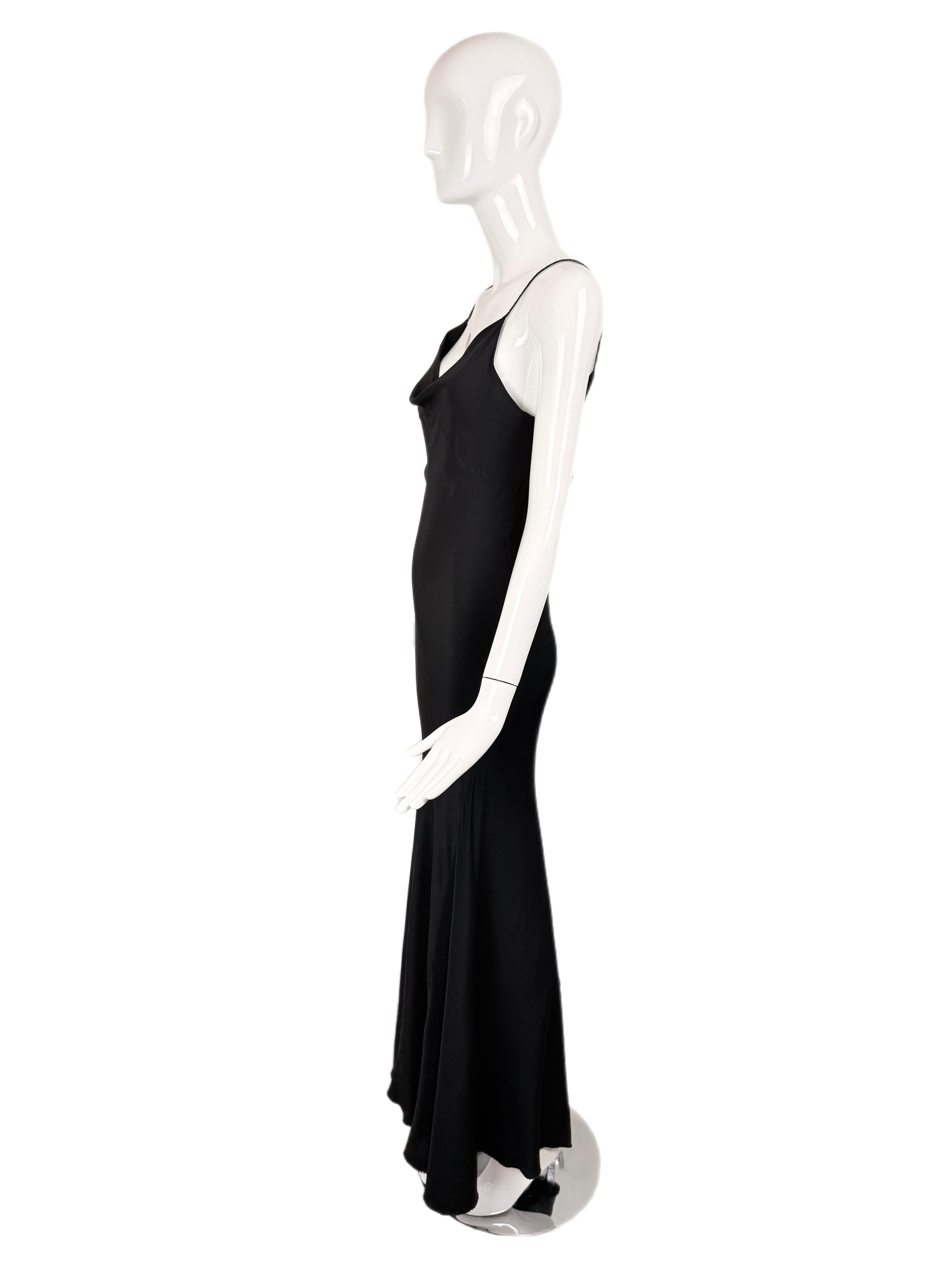 ROBERTO CAVALLI c. 2000 Vintage Fur + Silk Ensemble Maxi Dress Gown + Shawl Cape For Sale 9