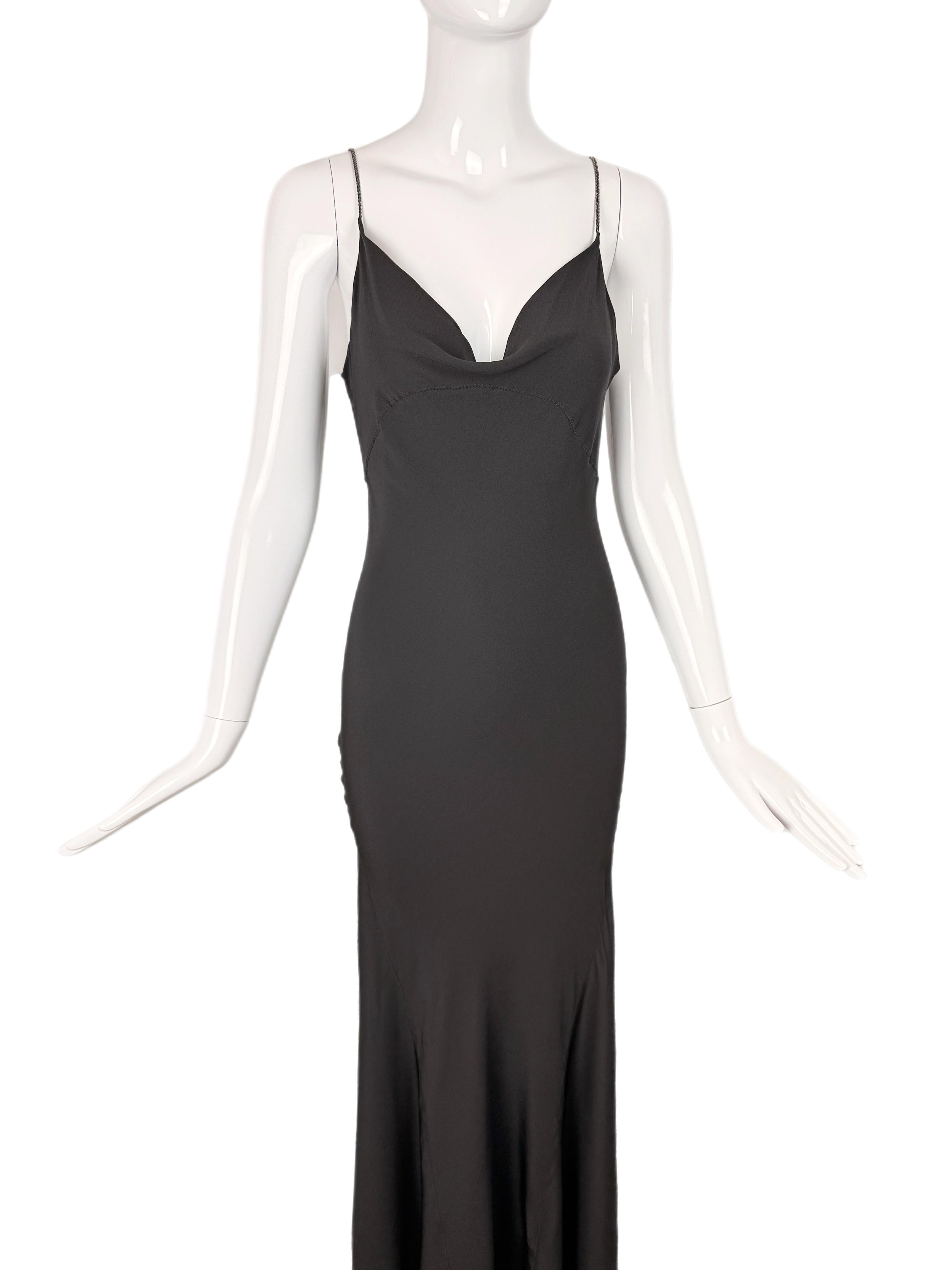 ROBERTO CAVALLI c. 2000 Vintage Fur + Silk Ensemble Maxi Dress Gown + Shawl Cape For Sale 10