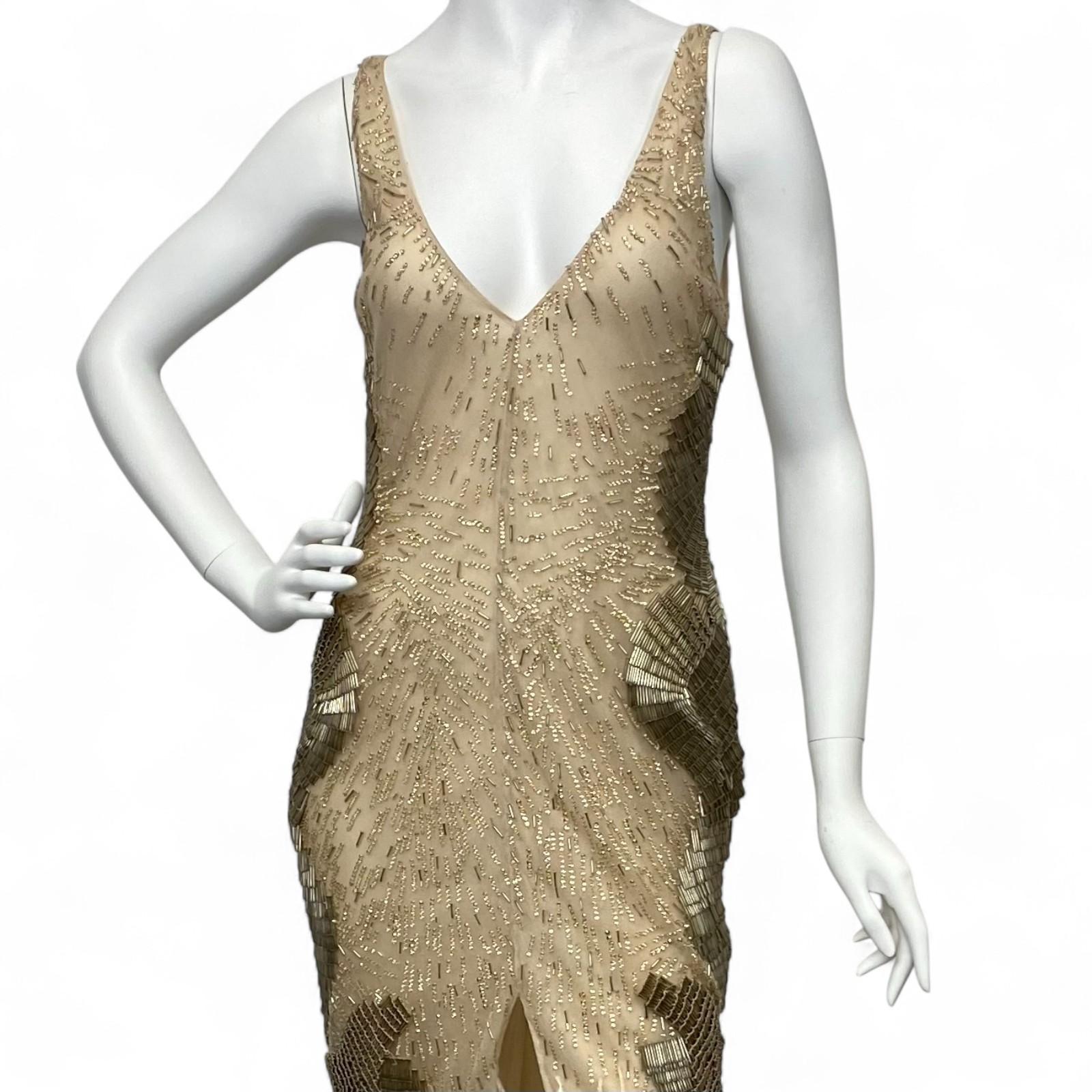 De las mujeres Roberto Cavalli 2000s Vestido de plumas con cuentas en venta