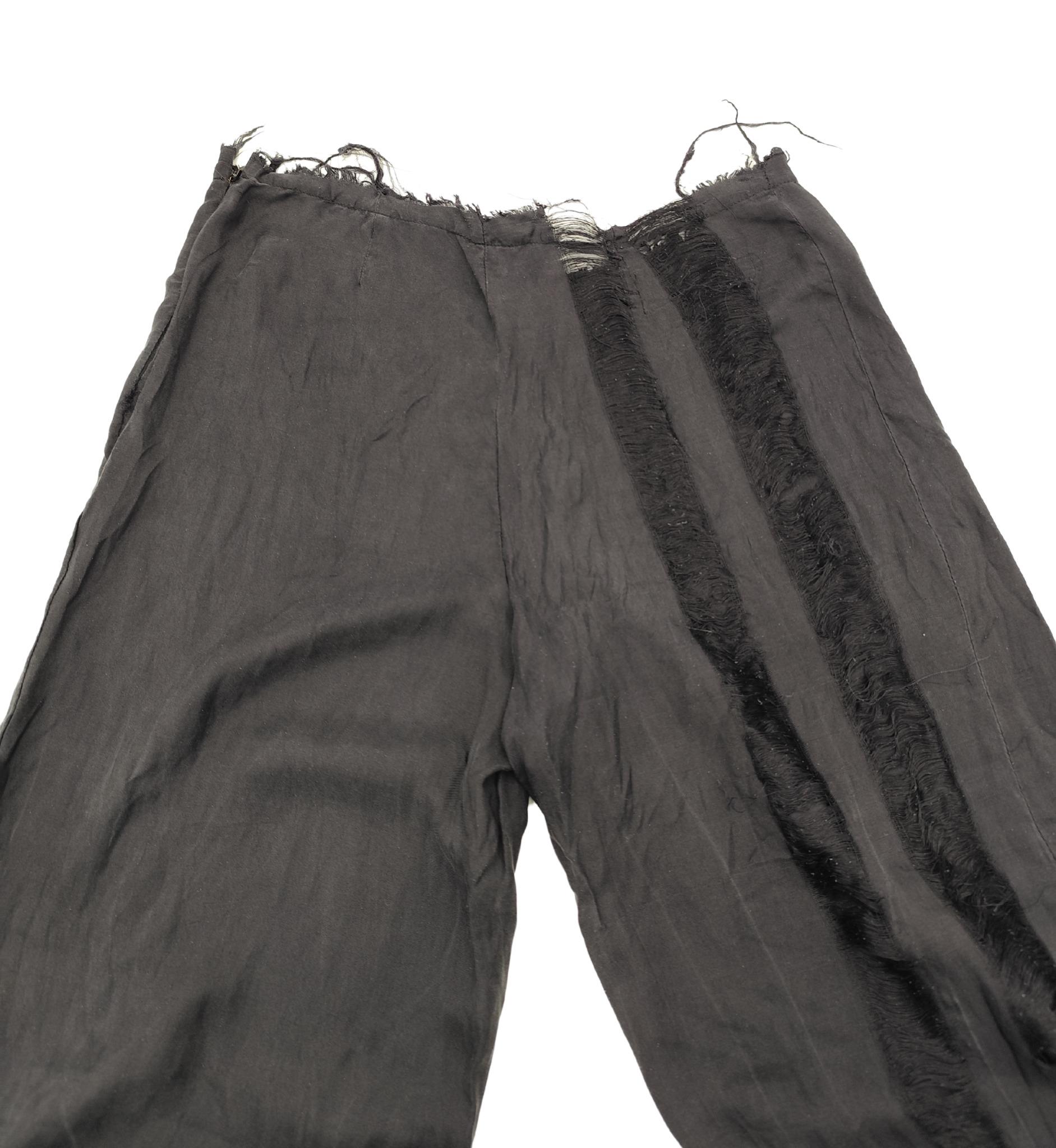 Roberto Cavalli 2000s black distressed silk blouse and pants set For Sale 5