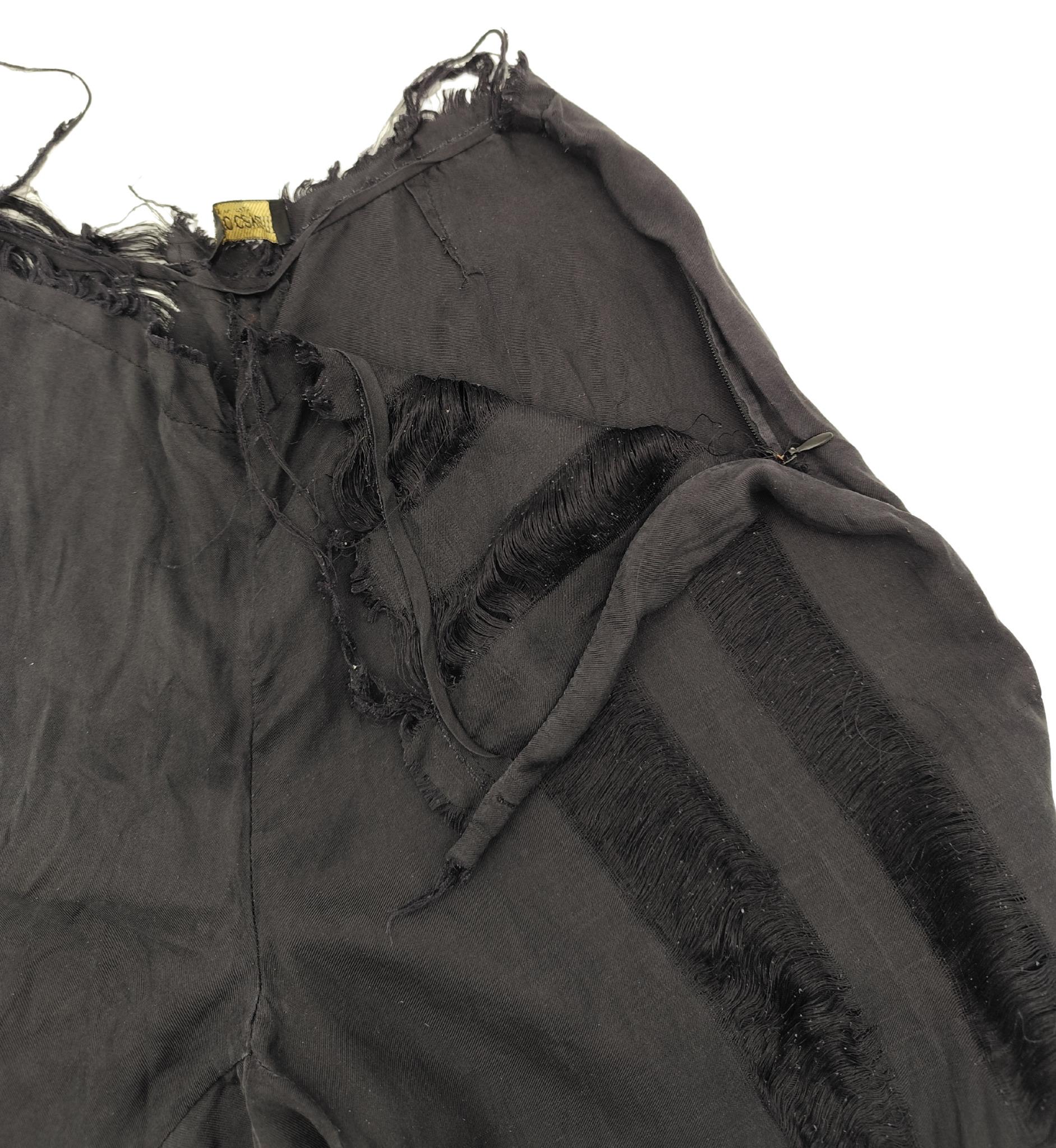 Roberto Cavalli 2000s black distressed silk blouse and pants set For Sale 6