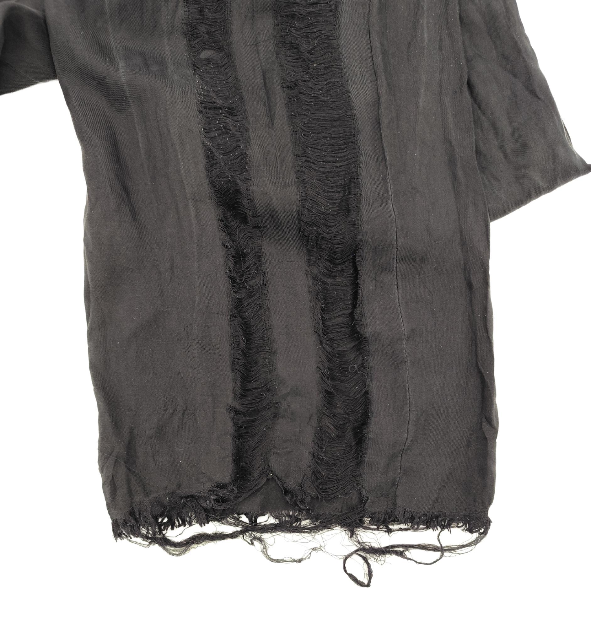 Roberto Cavalli 2000s black distressed silk blouse and pants set For Sale 7