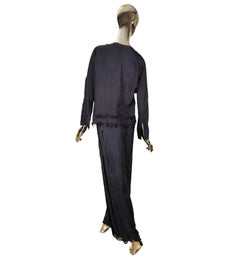 Roberto Cavalli 2000s black distressed silk blouse and pants set
