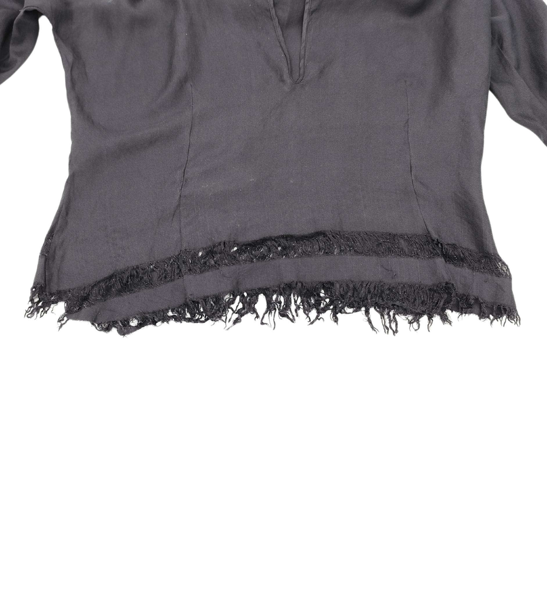 Roberto Cavalli 2000s black distressed silk blouse and pants set For Sale 1