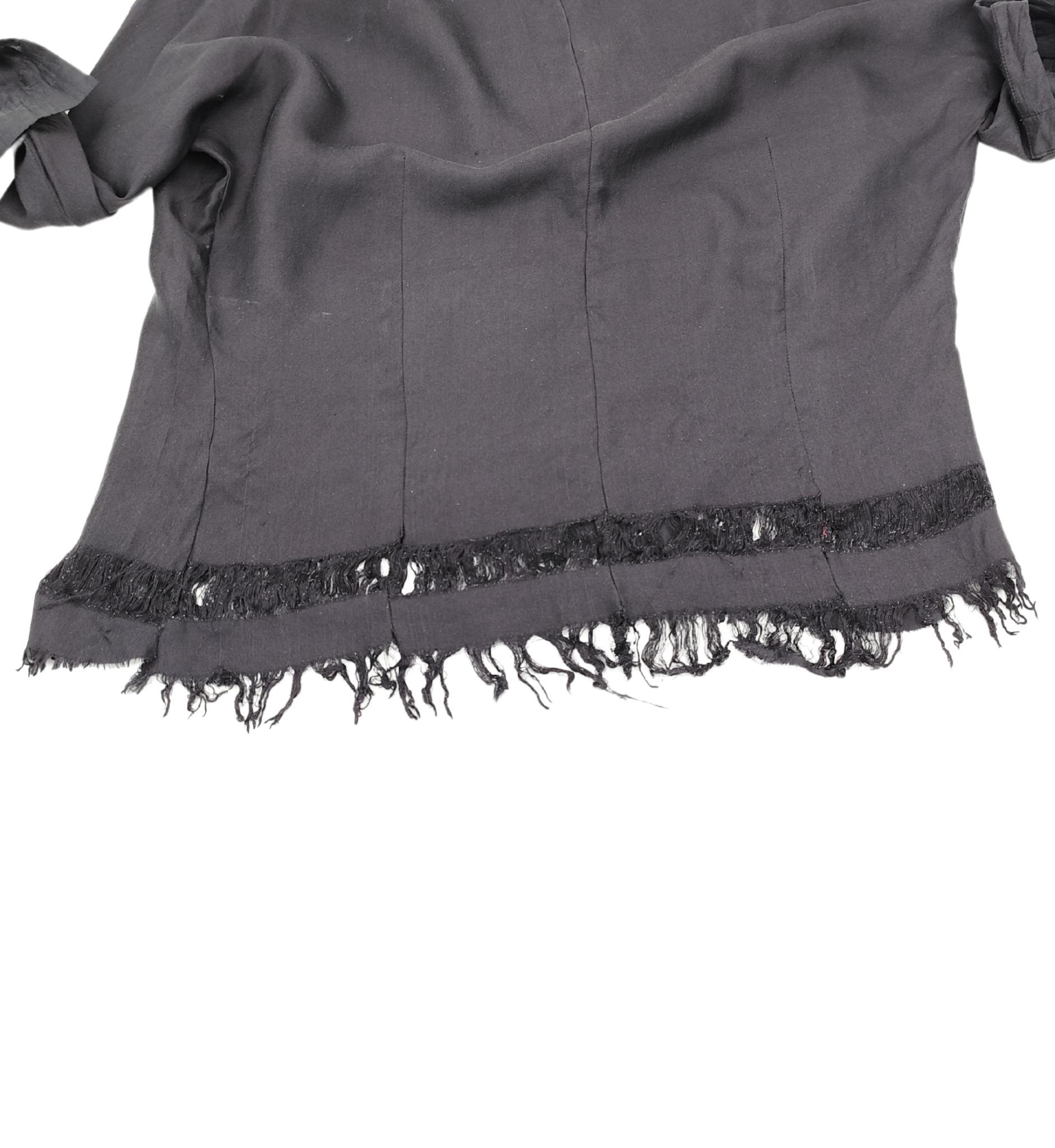 Roberto Cavalli 2000s black distressed silk blouse and pants set For Sale 2