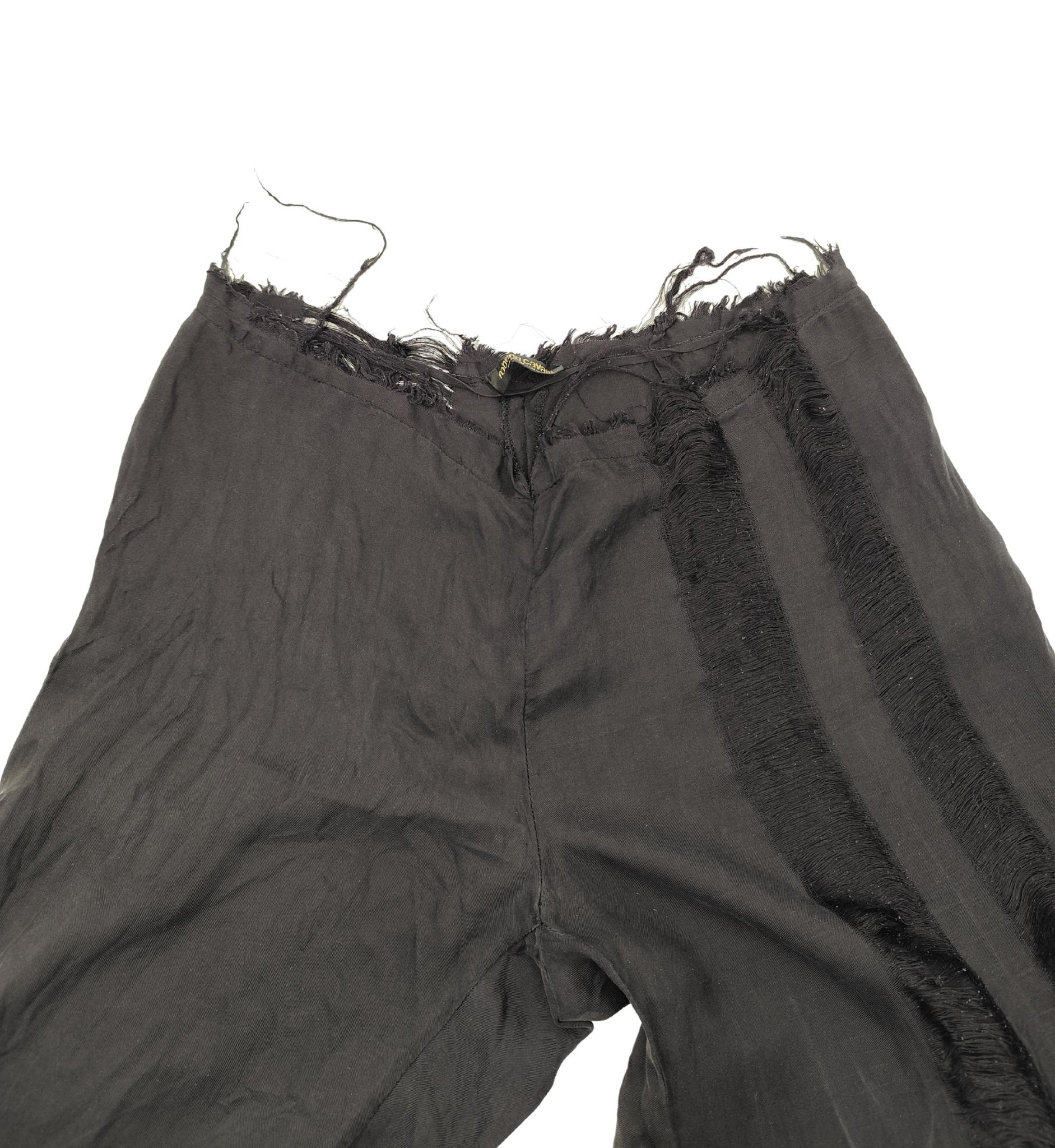 Roberto Cavalli 2000s black distressed silk blouse and pants set For Sale 4