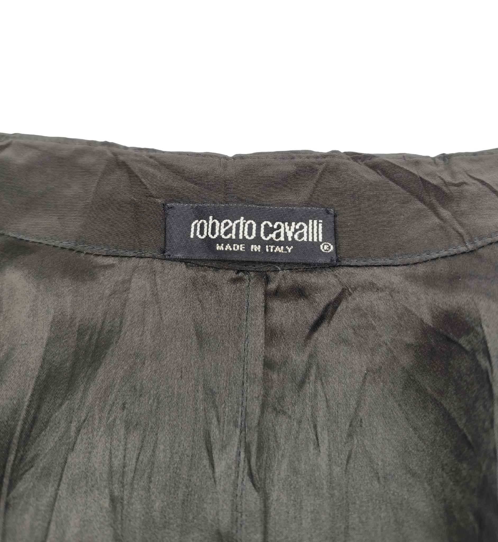 Women's Roberto Cavalli 2000s green silk and leather shirt and pants set For Sale