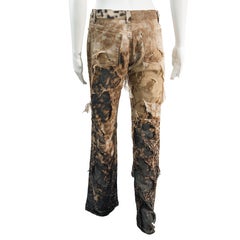 Roberto Cavalli 2000s Leopard Print Deconstructed Jeans size S