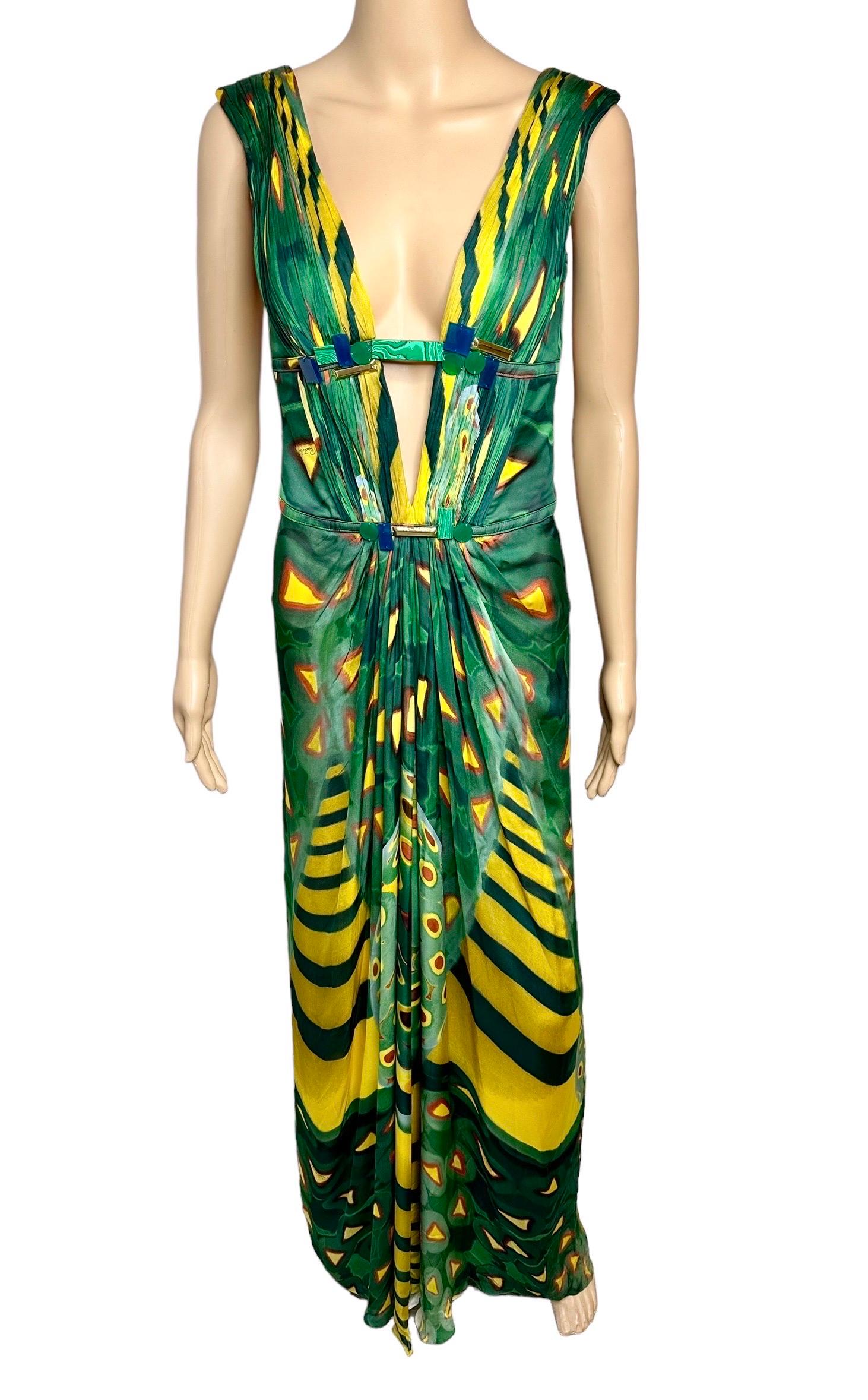 Roberto Cavalli S/S 2009 Plunging Neckline Open Back Evening Dress Gown For Sale 1