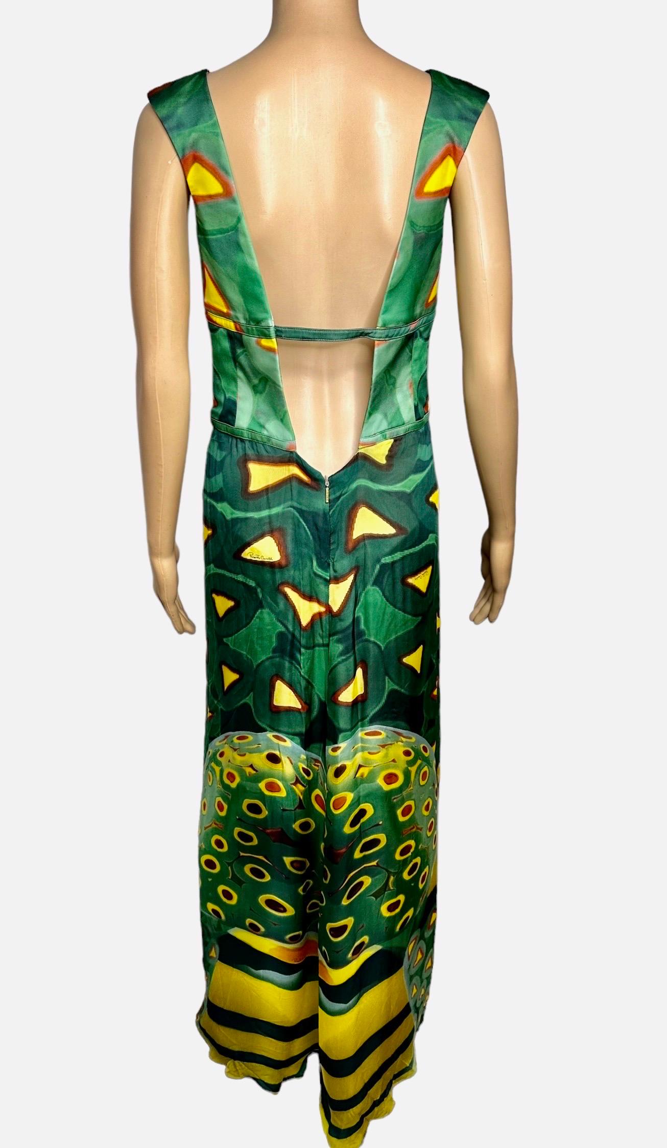 Roberto Cavalli S/S 2009 Plunging Neckline Open Back Evening Dress Gown For Sale 2