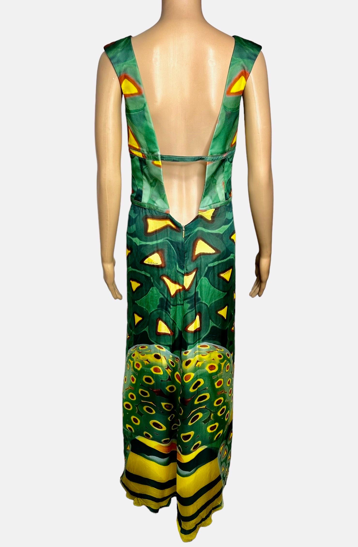 Roberto Cavalli S/S 2009 Plunging Neckline Open Back Evening Dress Gown For Sale 3