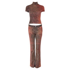 Roberto Cavalli 2000s Python Print Top and Pants Set