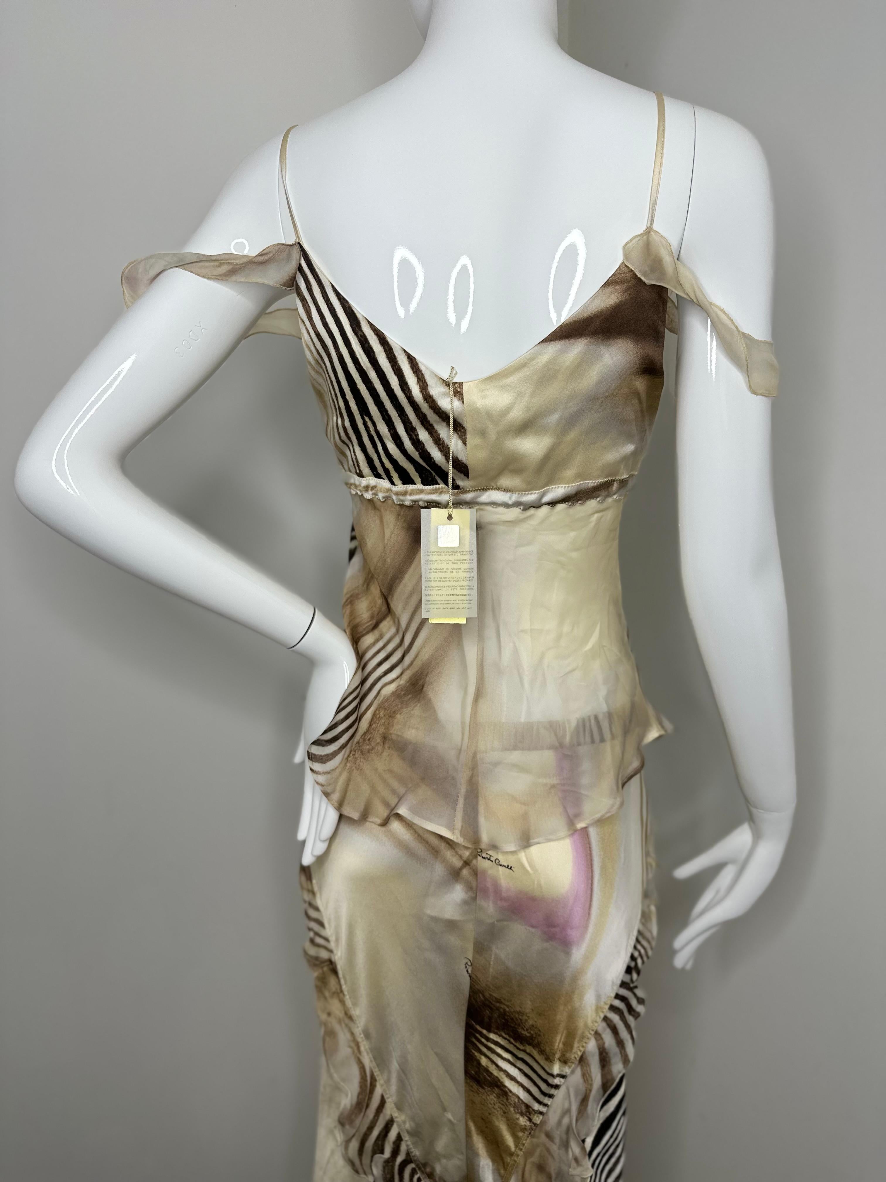 Roberto Cavalli 2000’s silk maxi set In New Condition In North Miami, FL