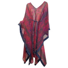 Roberto Cavalli 2000s Piel de serpiente Animal Print Magenta Borgoña Negro Caftán Vestido