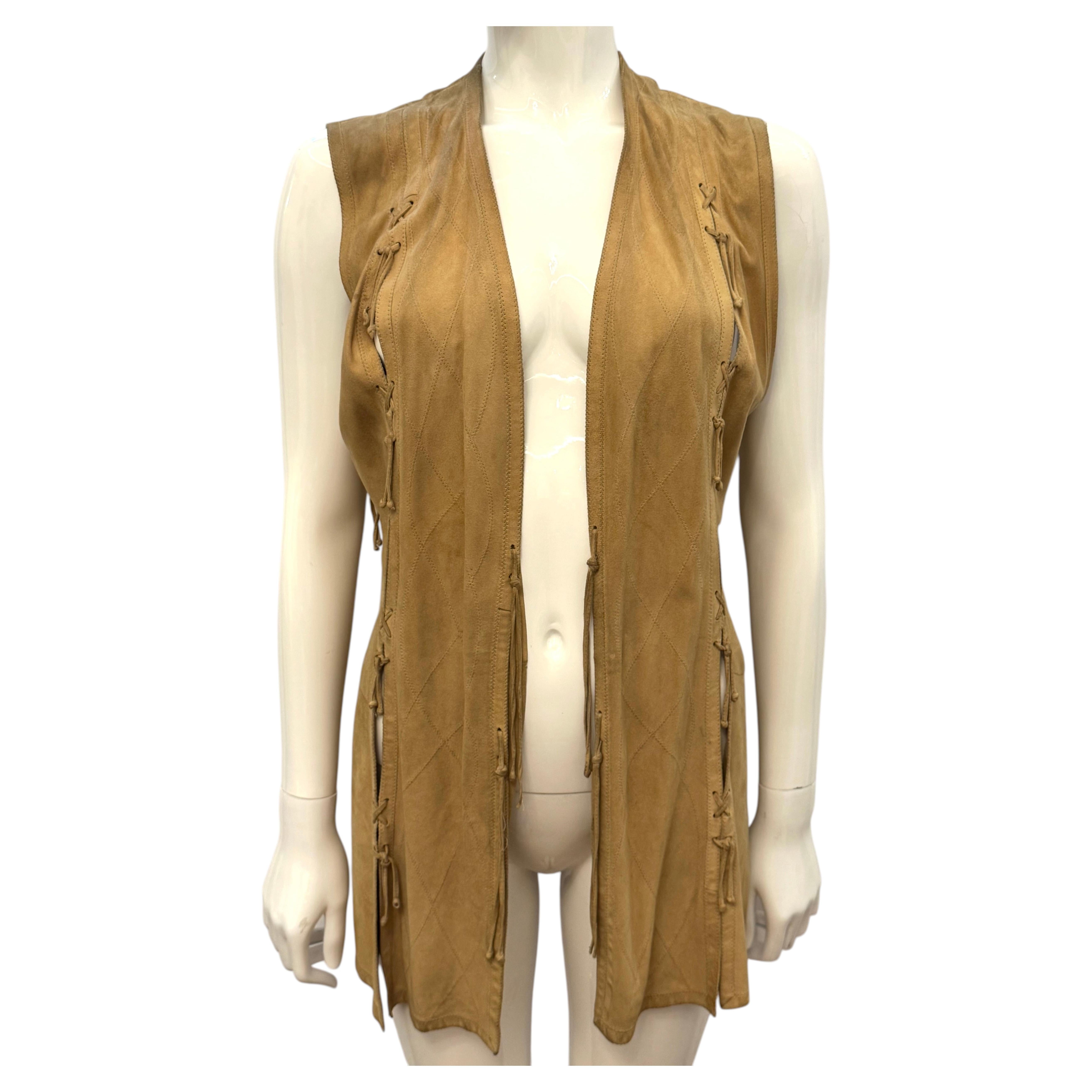 Roberto Cavalli 2000’s tan suede leather vest