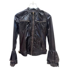 Roberto Cavalli 2000s Vintage Leather Jacket IT 38 with Tiered Sleeves